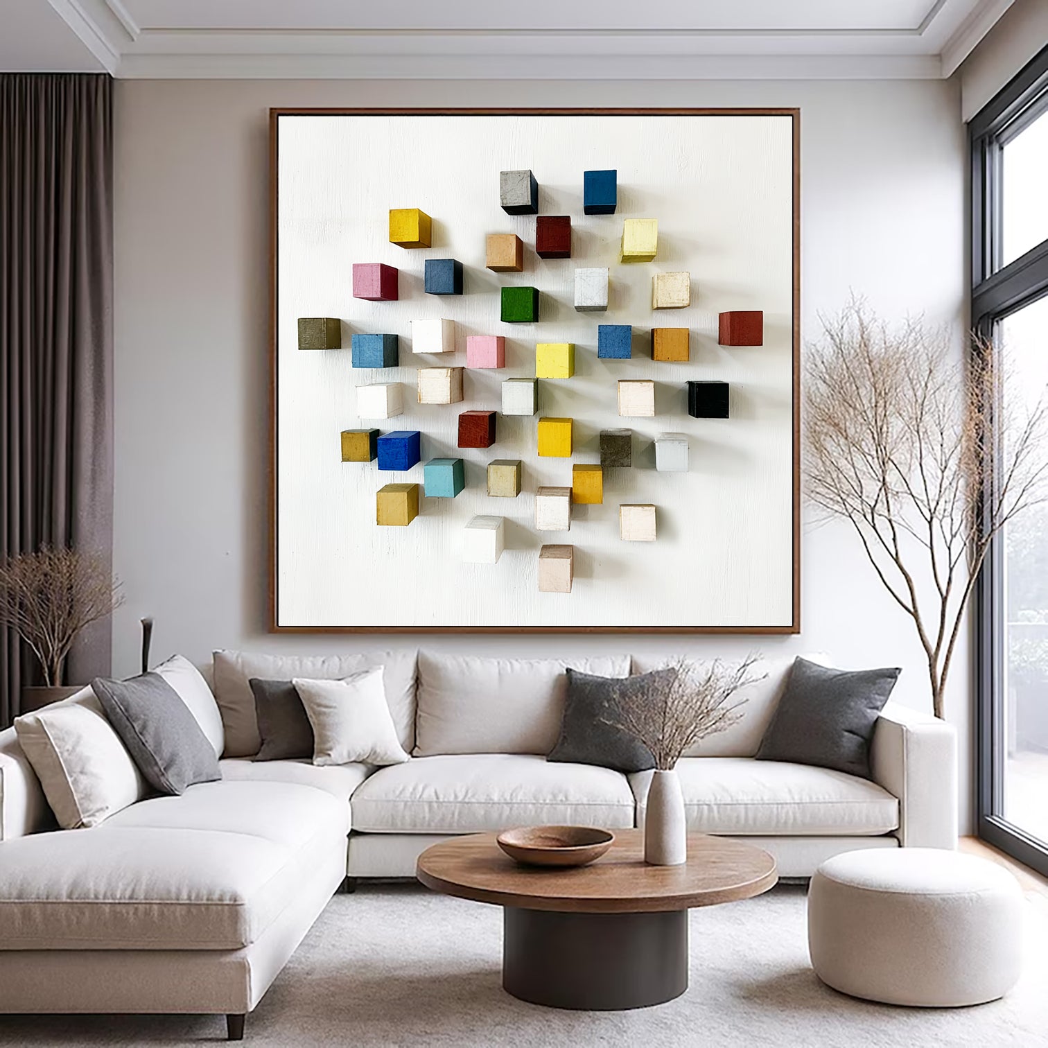 3D Mosaic Wood Textured Wall Decor Colorful wooden wall art