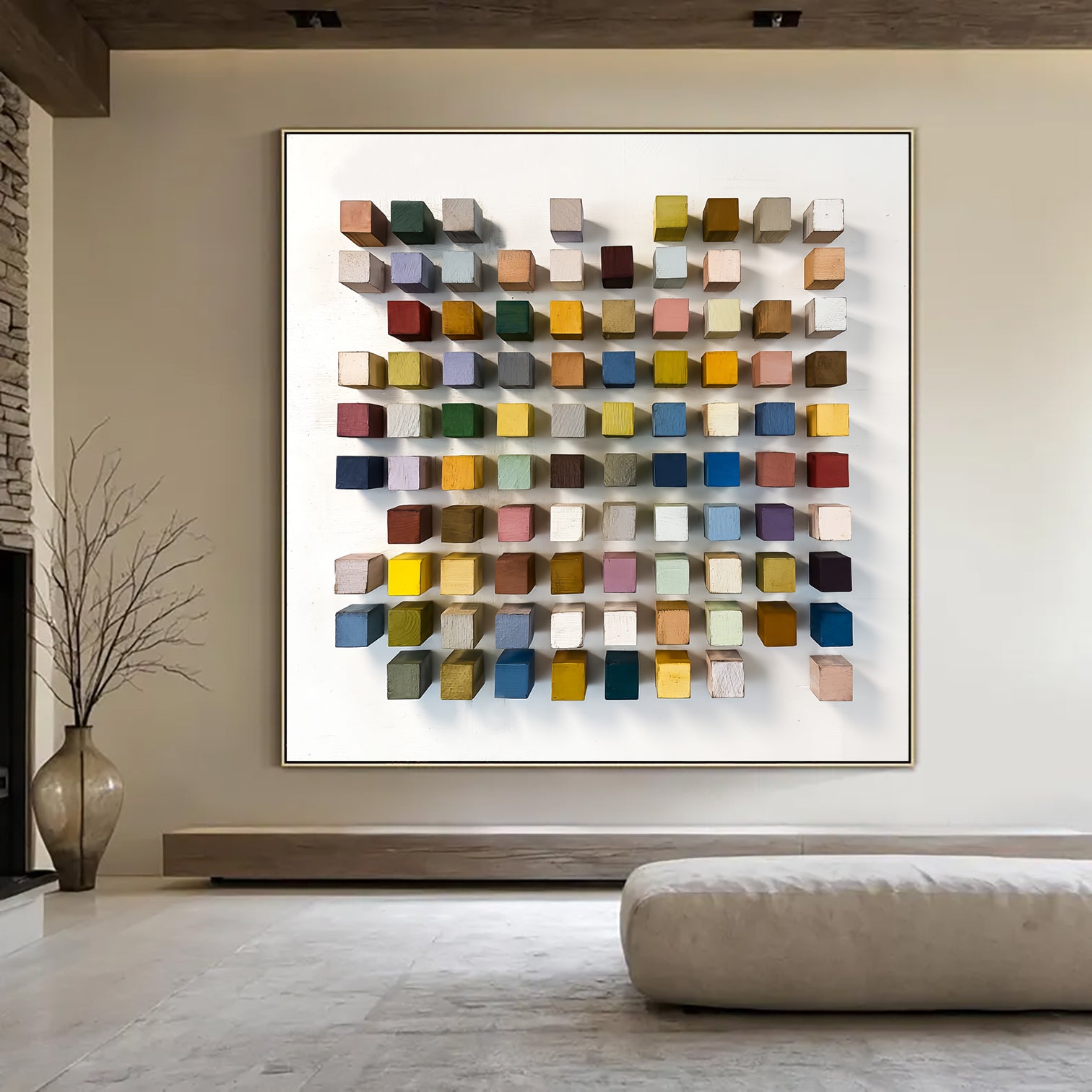 3D Wood Textured Wall Decor Colorful wooden wall art Colorful painting