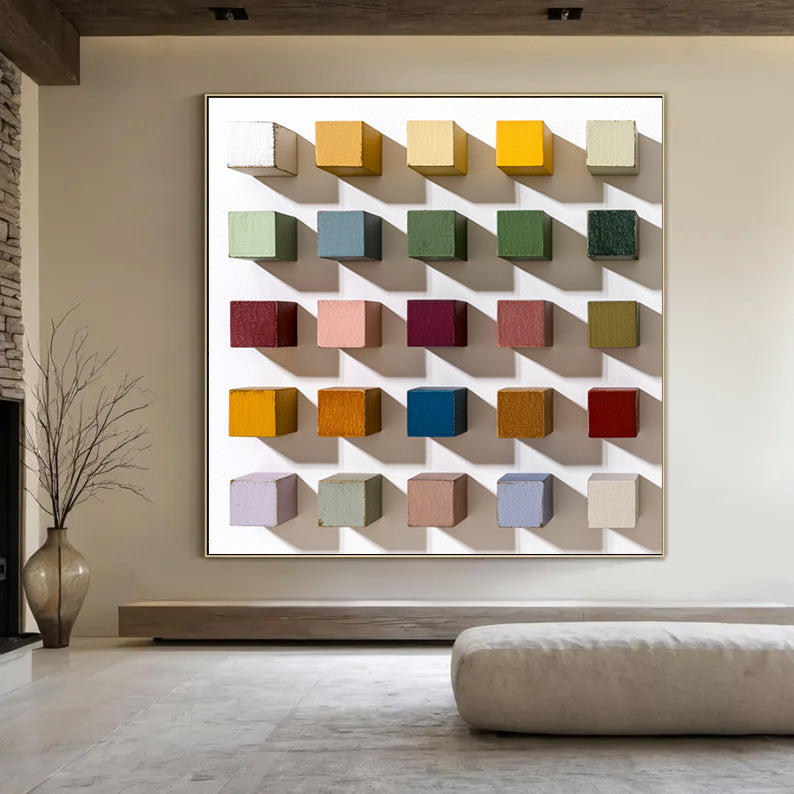 3D Wood Textured Wall Decor Colorful wooden wall art, mosaic texture art