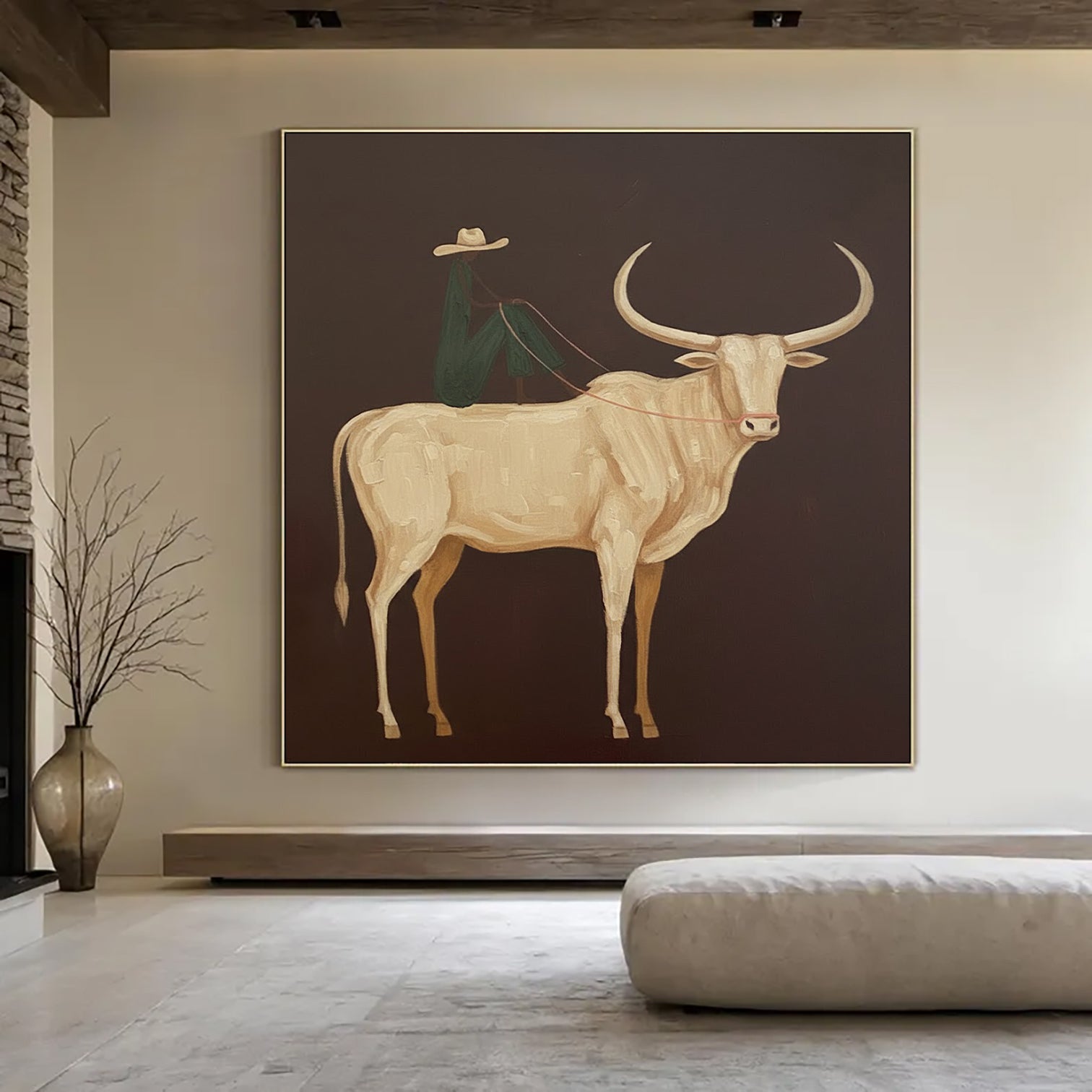 Surrealist Animal Art, Modern Impasto Technique, Minimalist Western Decor