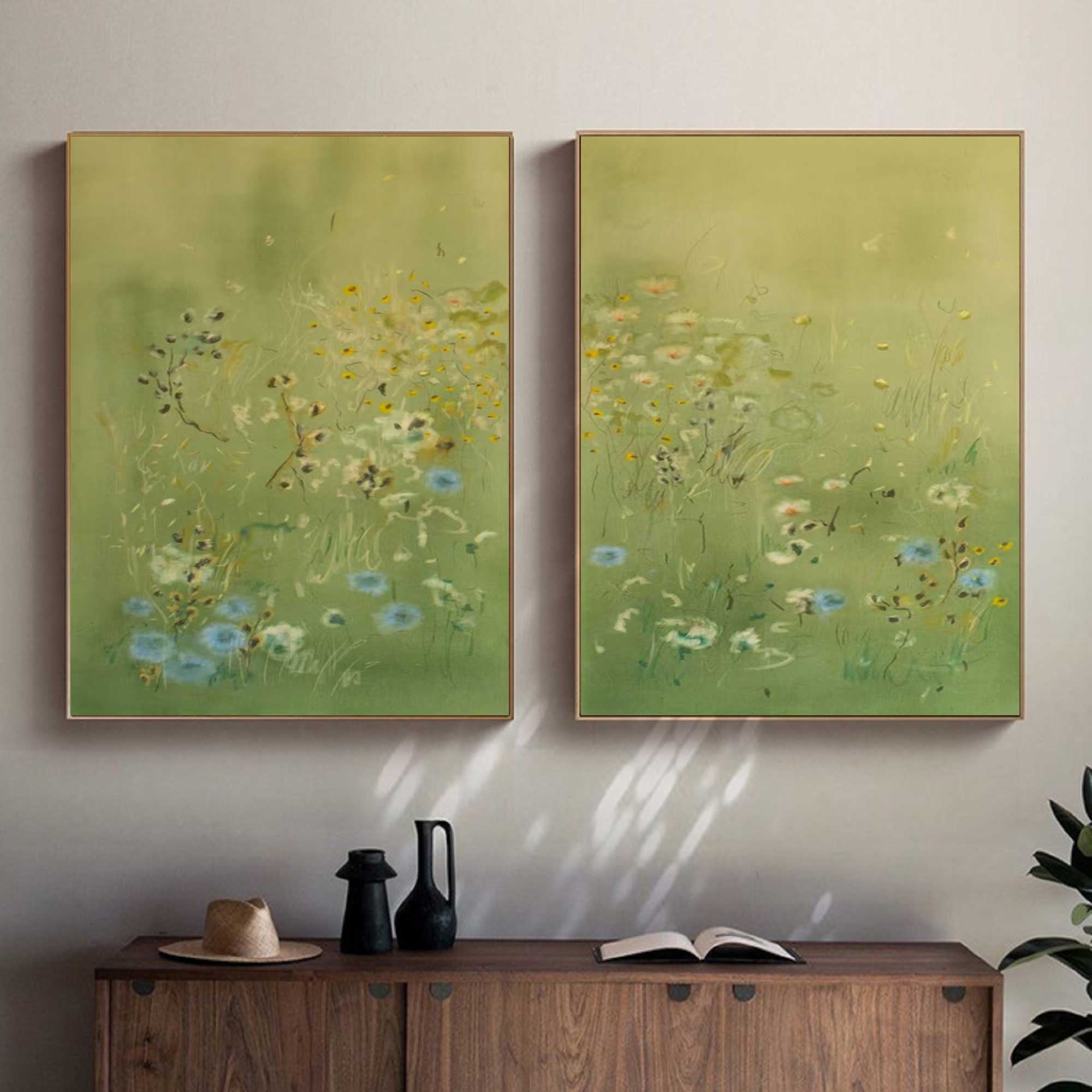 Green Flower Art Green landscape abstract painting Abstract Flower Painting