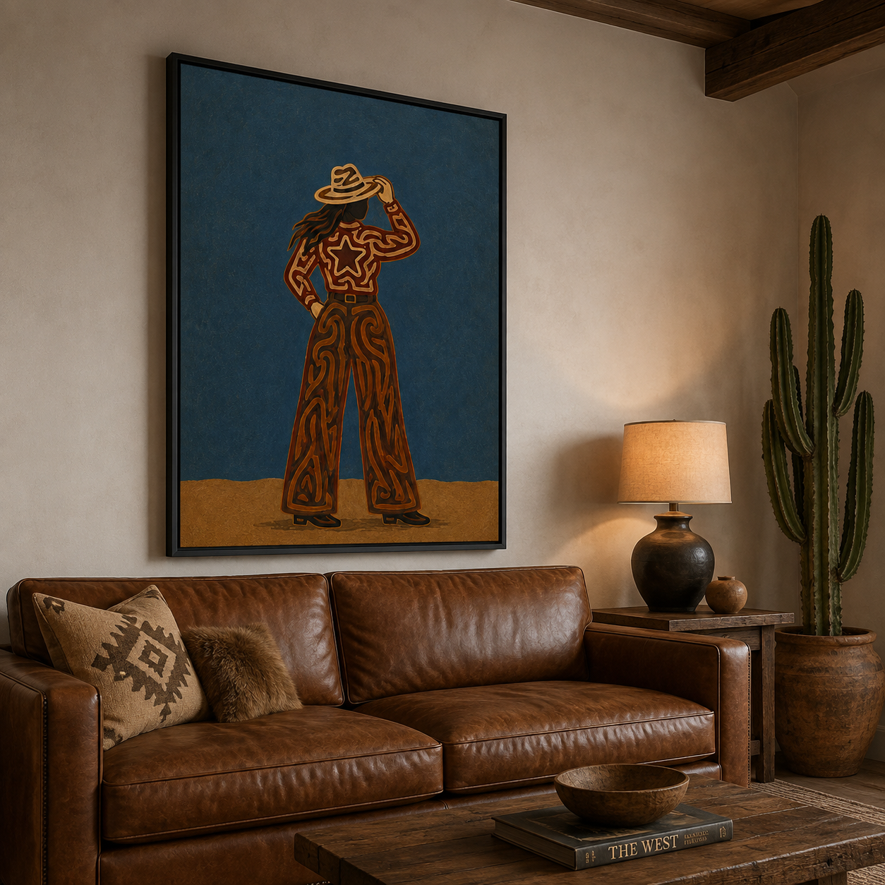 Modern Cowgirl Painting Western Woman Wall Art For Living Room Wall Decor