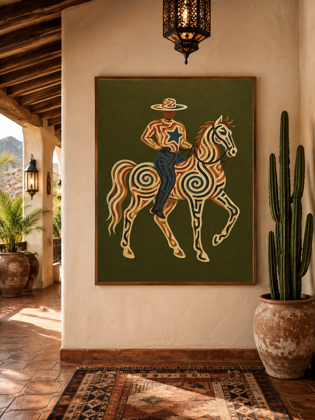 Olive Green Wall Art Southwestern Cowboy Wall Art Gift For Horse Lovers And Ranch Owners