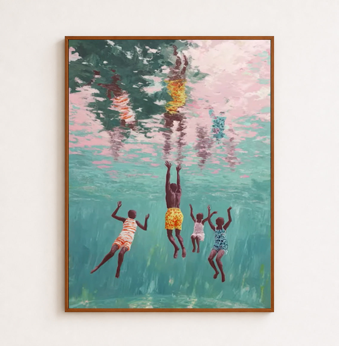Summer Swimming Pool Art For Modern Green Living Room And Kids Decor