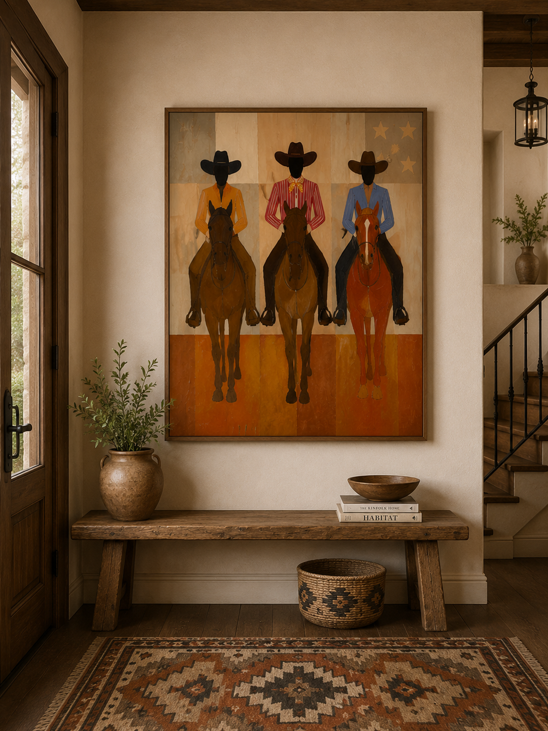 Vintage Cowboy Horse Art Three Riders On Horses Canvas Art Unique Animal Themed Wall Decor For Home