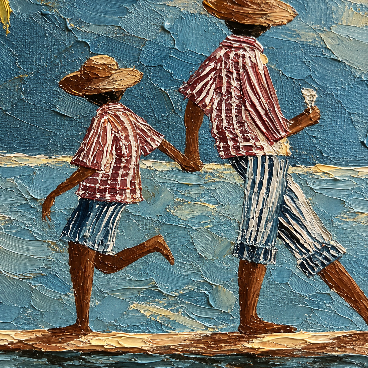 Whimsical Paddleboard Canvas Art, Mediterranean Water Walking Wall Decor, Retro Coastal Nautical Painting