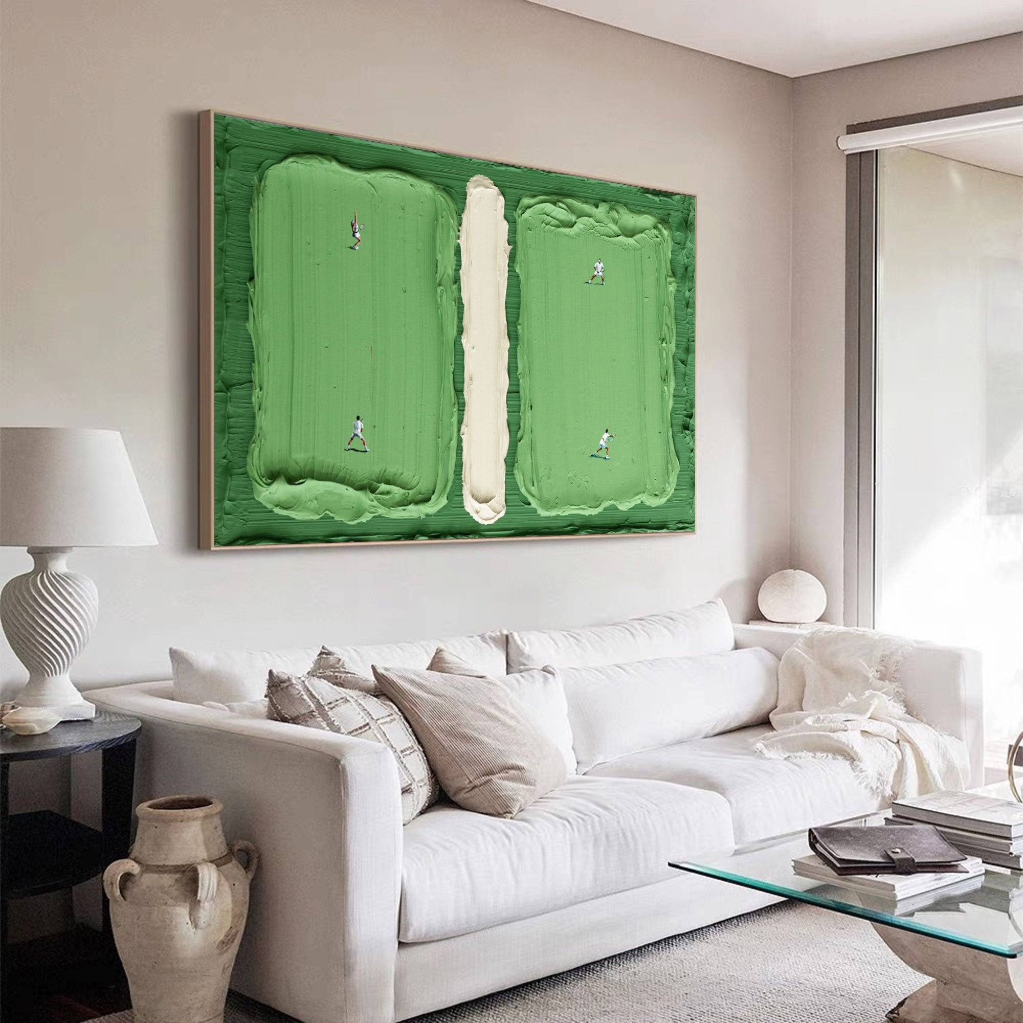 green Tennis Court Art green Tennis Ball 3D Texture Impasto Art
