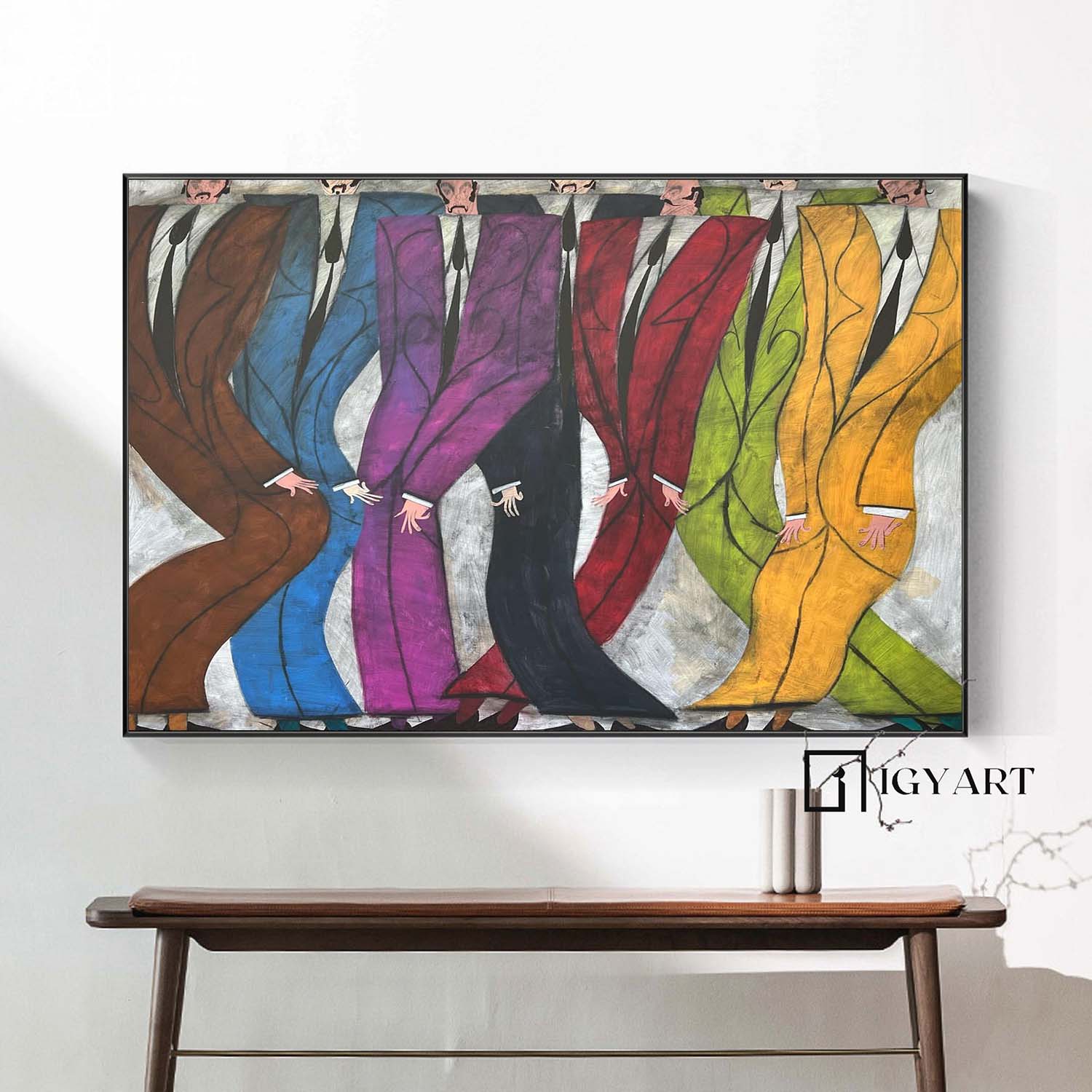 Colorful Modern Abstract Suits Oil Painting - Expressionist Gentlemen Canvas Wall Art