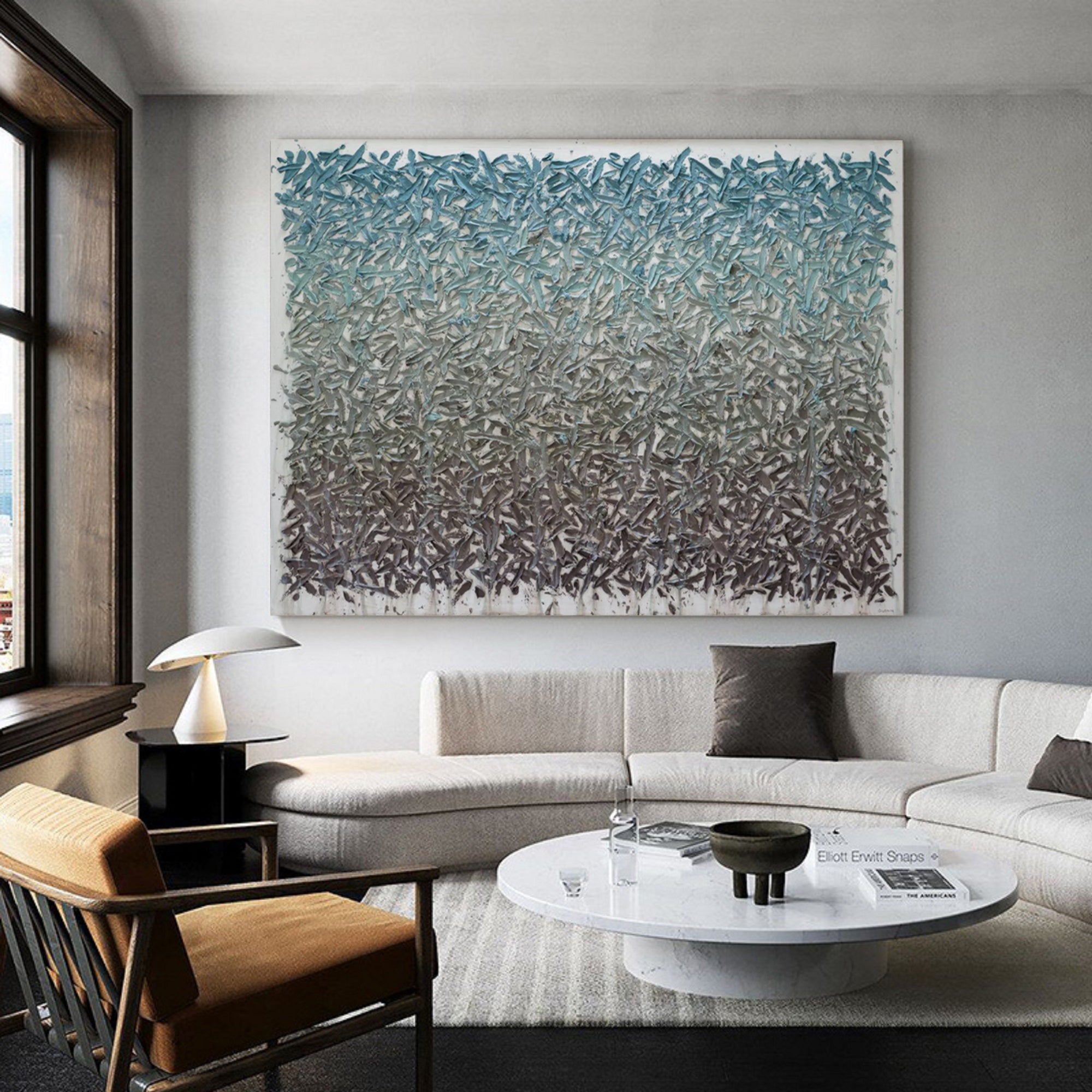 Large Blue abstract painting Blue textured wall art Blue wall art