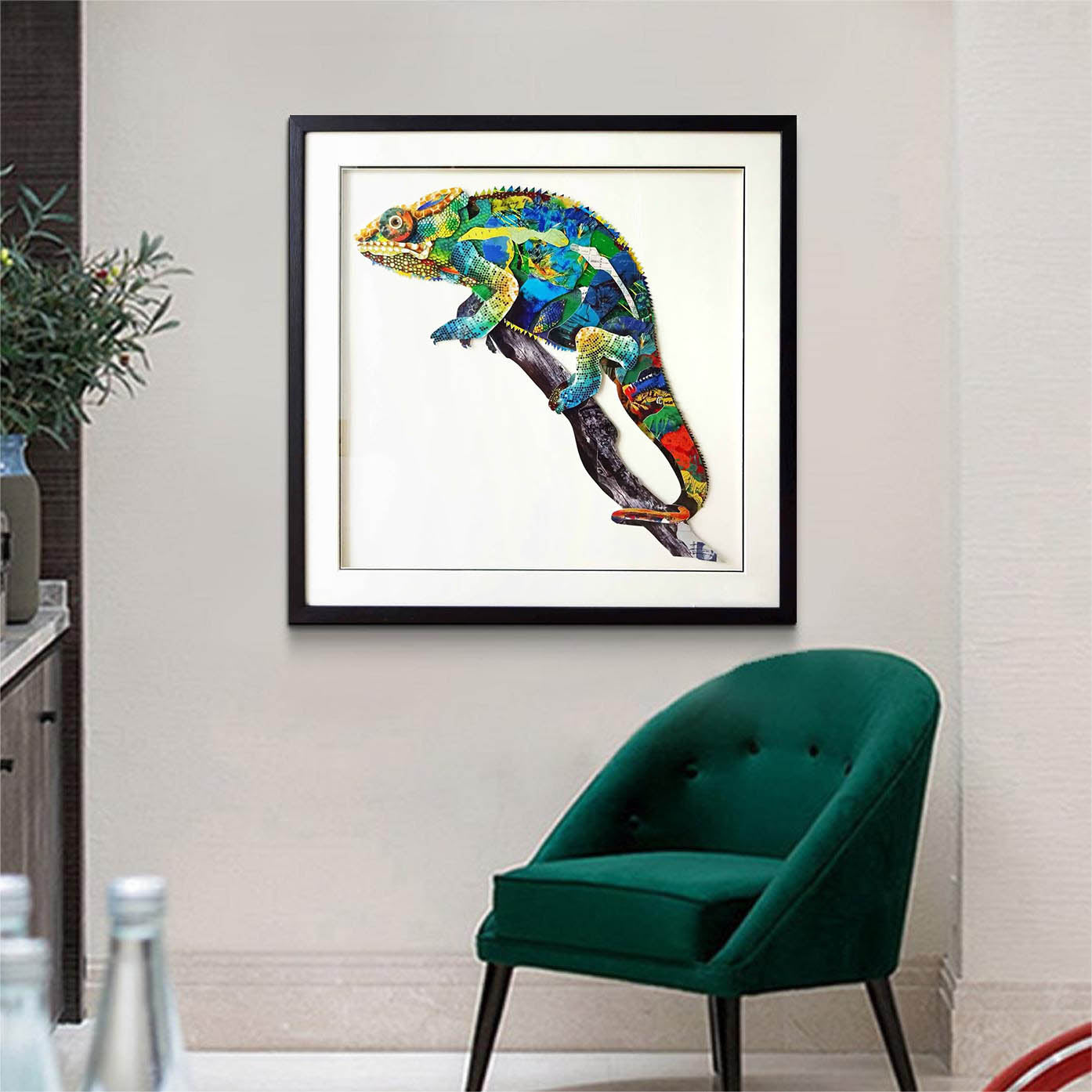 Collage art painting Animal collage art Framed Hanging Art Framed Art
