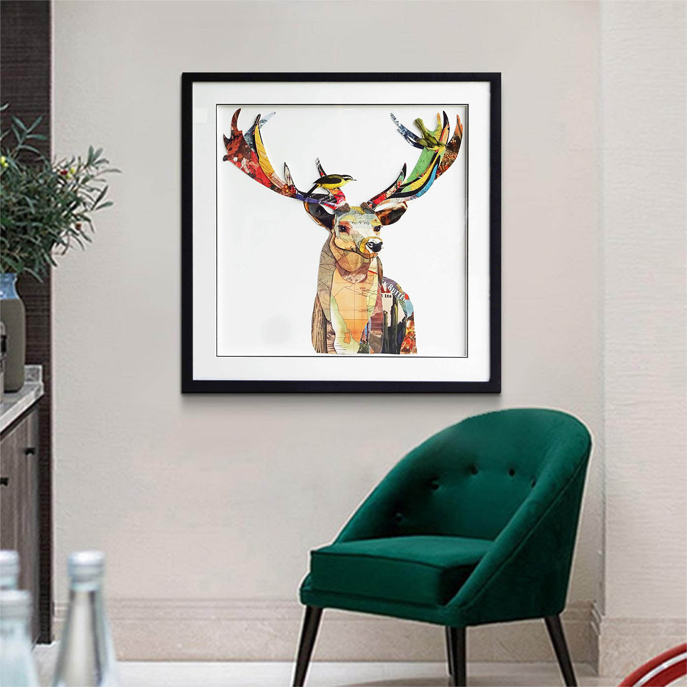 Animal collage art Deer Painting Collage art painting Colorful Painting