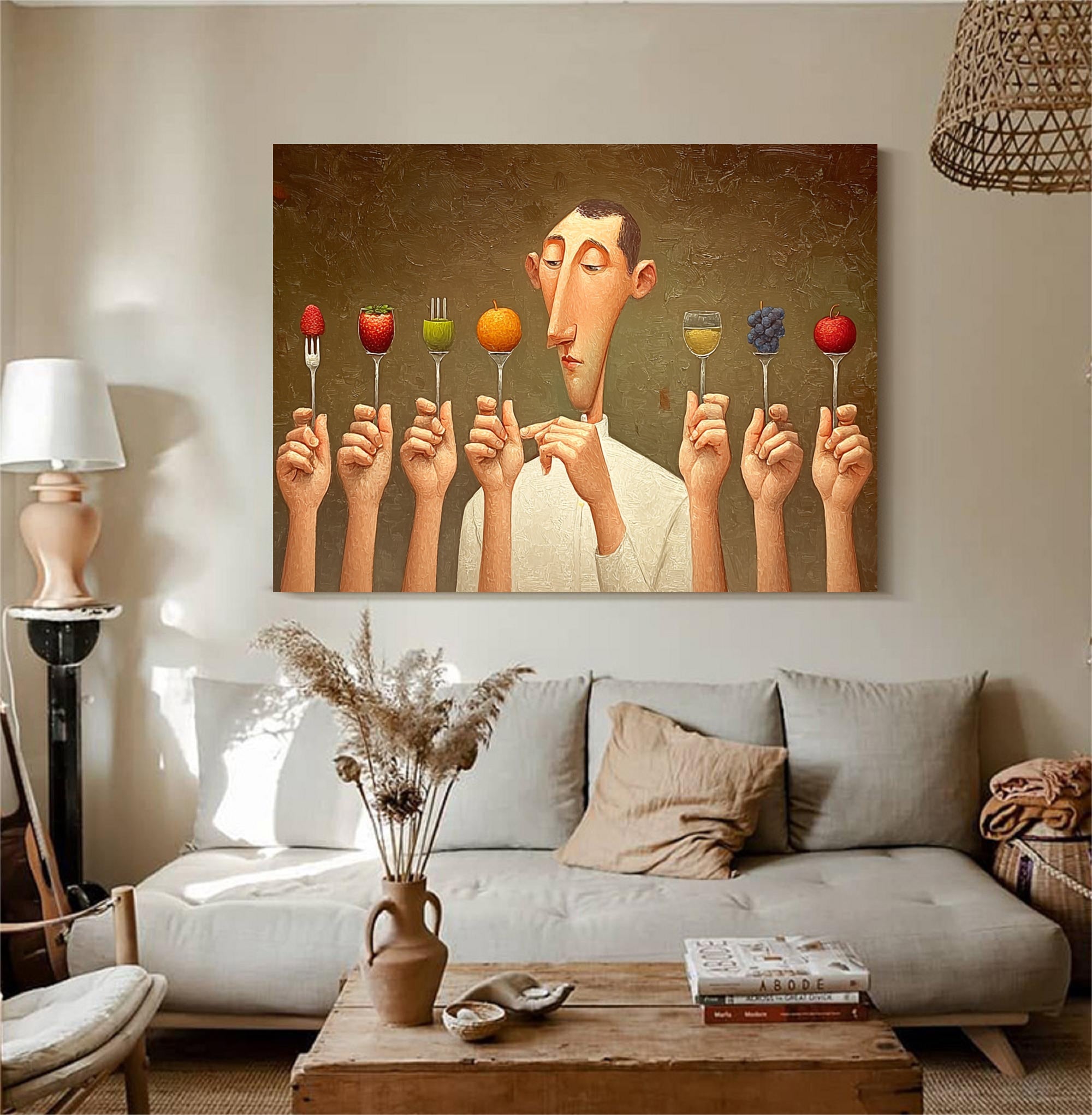 Large Wall Decor for Foodie Gift. Kitchen Wall Art Painting on Canvas, Modern Dining Room Art