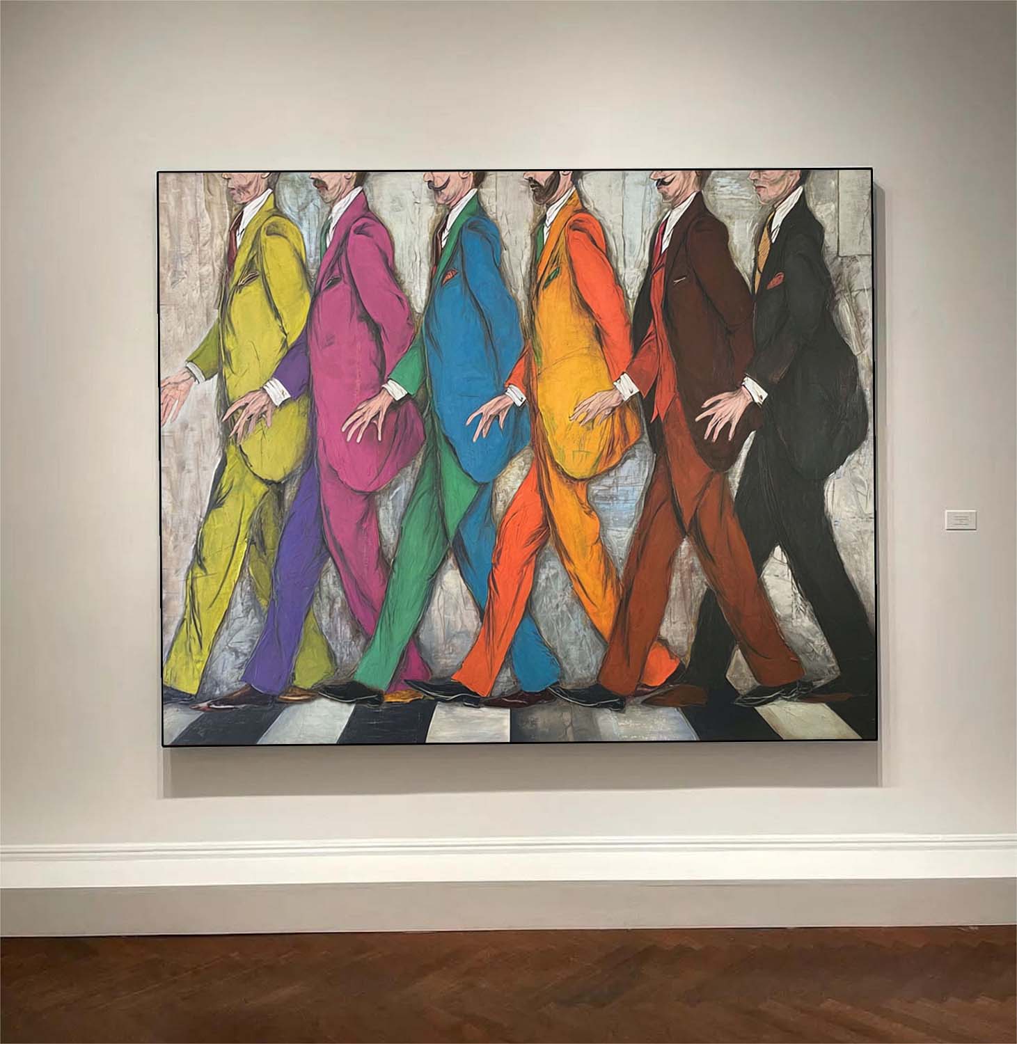 Abbey Road Tribute, Pop Art Figures, Hand-Painted Colorful Walking Men Canvas Art