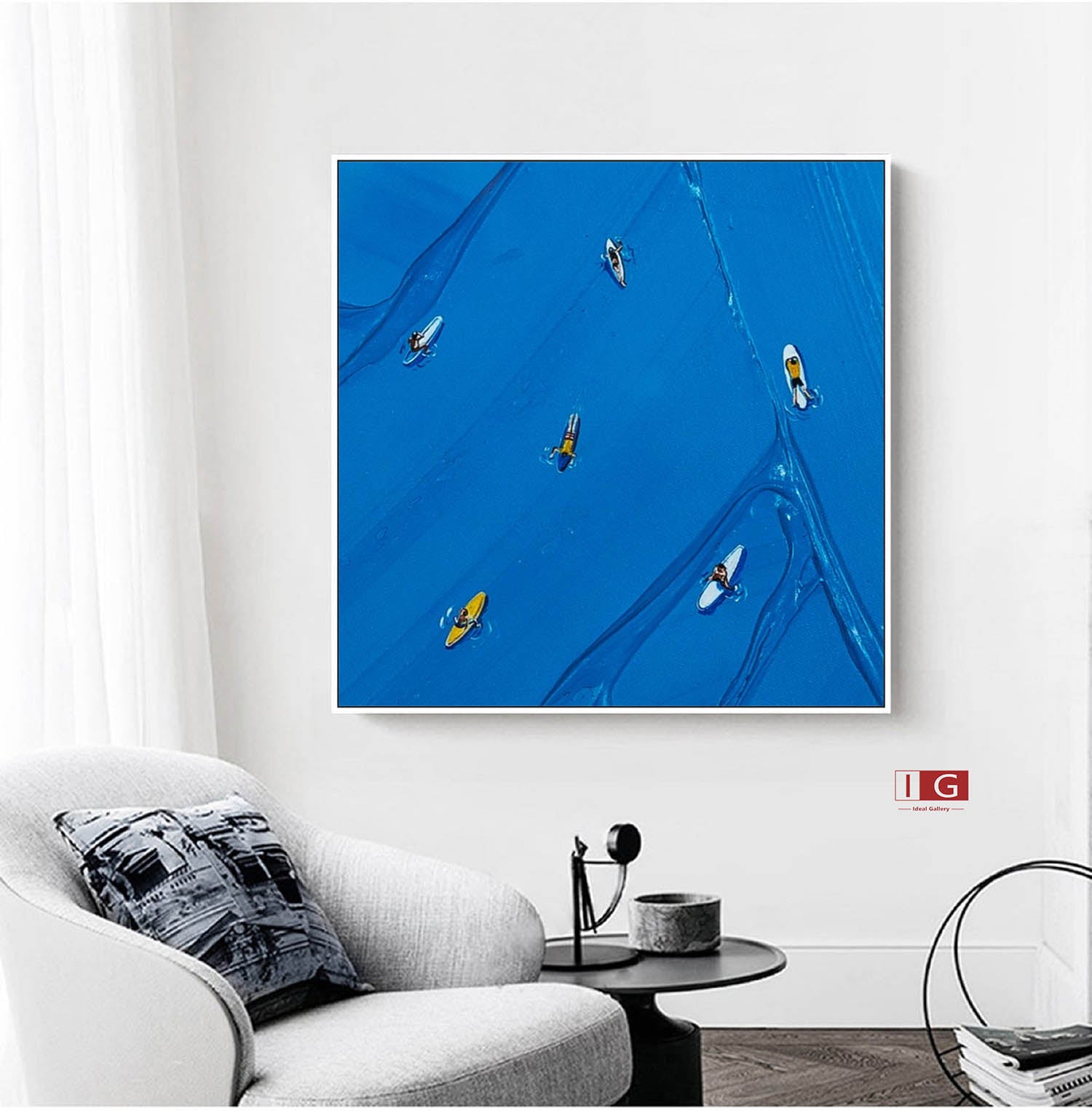 Blue Surf Painting Holiday leisure painting Large Blue textured Abstract Painting Blue Sailing art Blue surfing painting