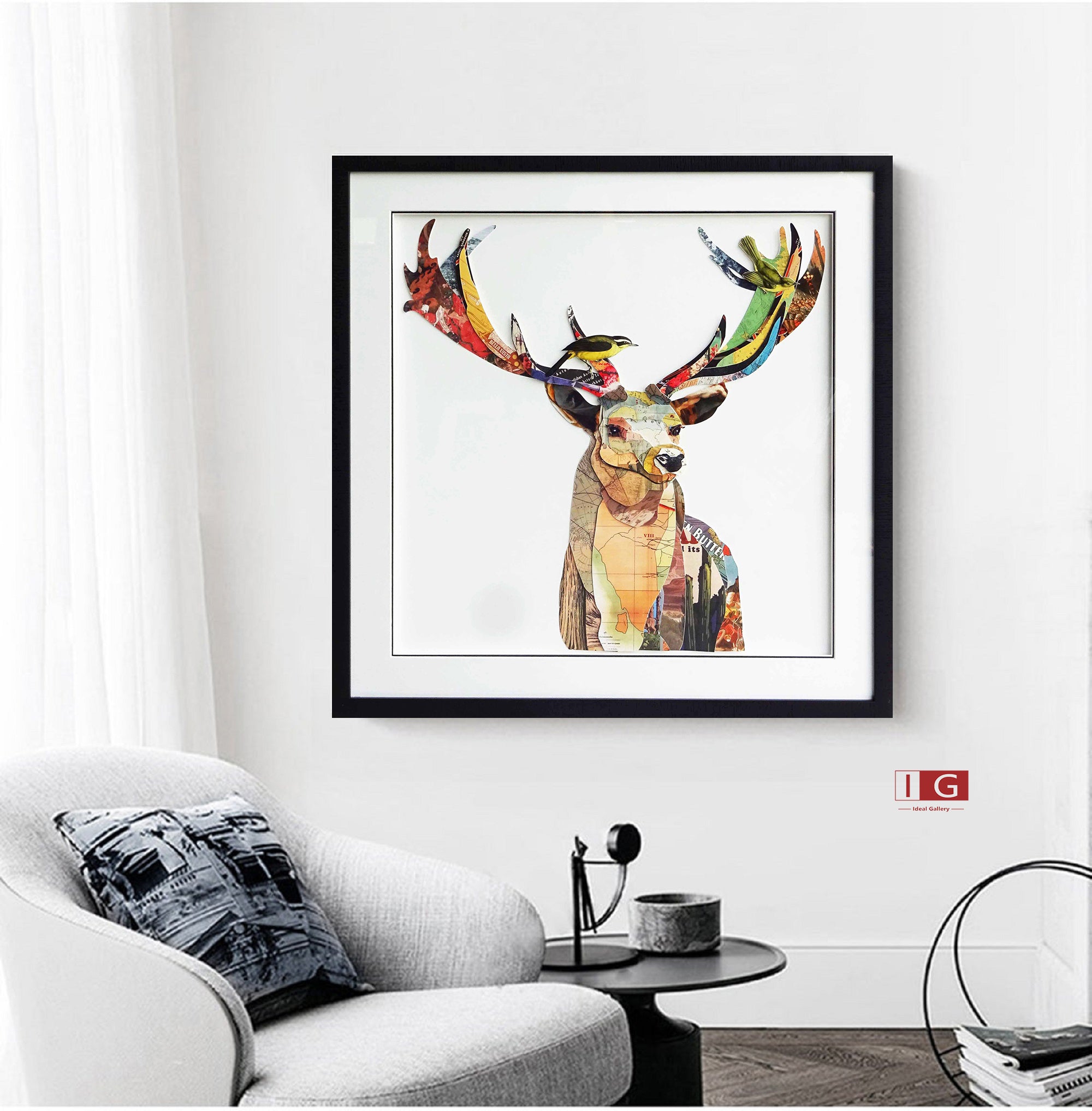 Animal collage art Deer Painting Collage art painting Colorful Painting