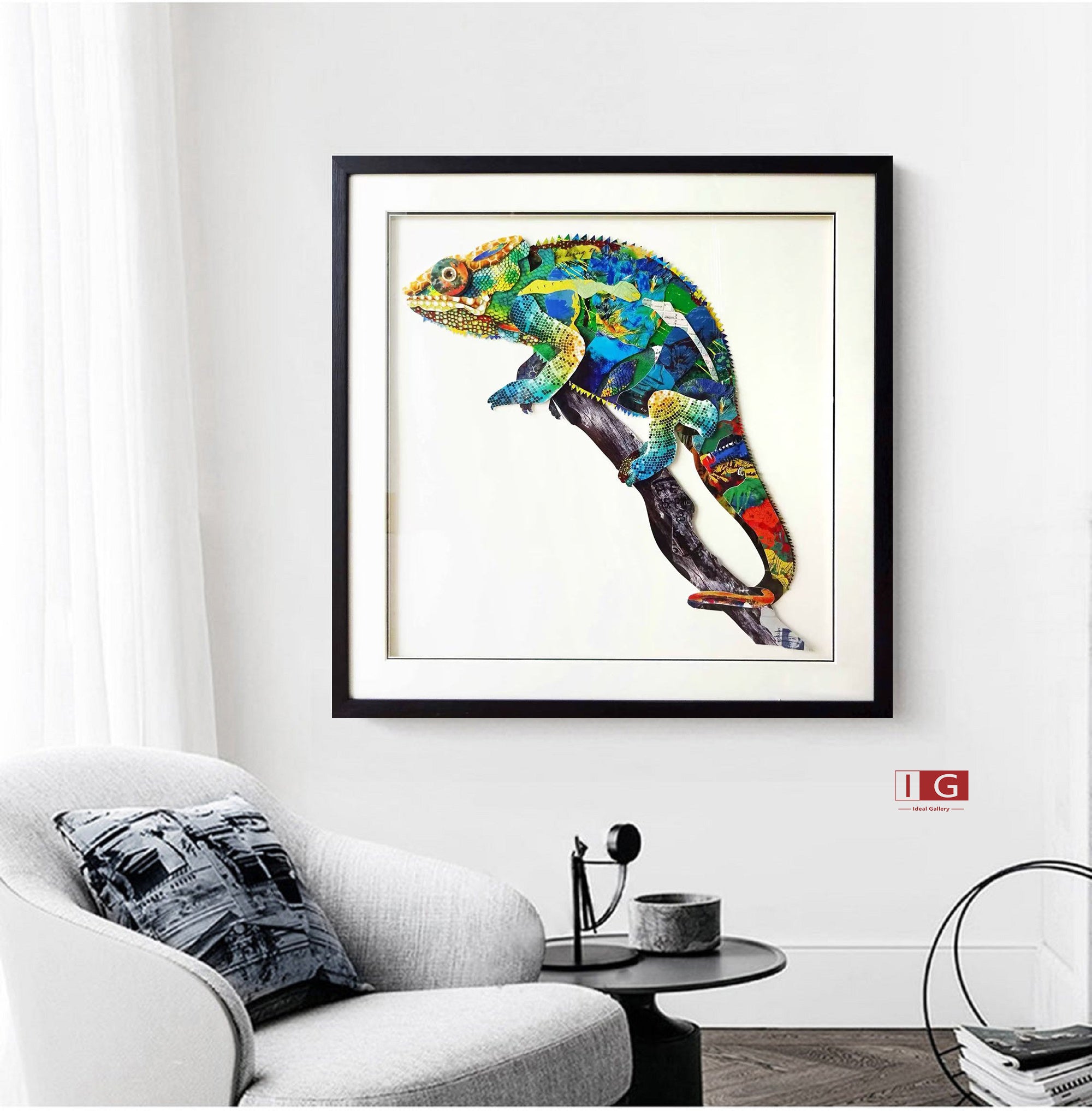 Collage art painting Animal collage art Framed Hanging Art Framed Art