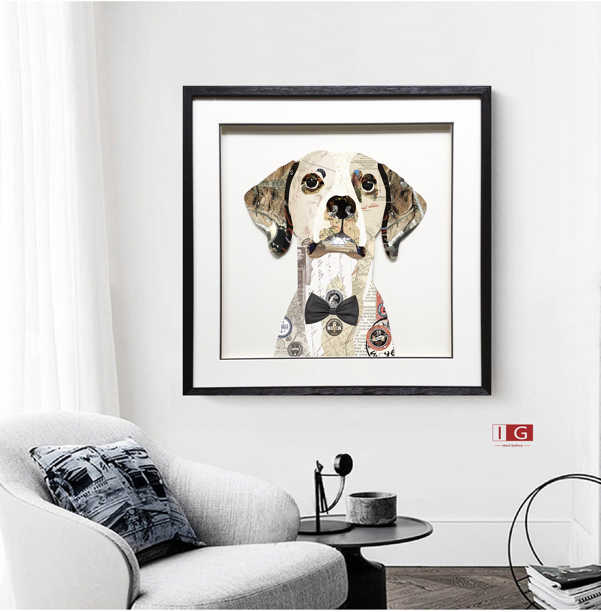 Pet Dog Collage art painting Animal collage art children's room decor
