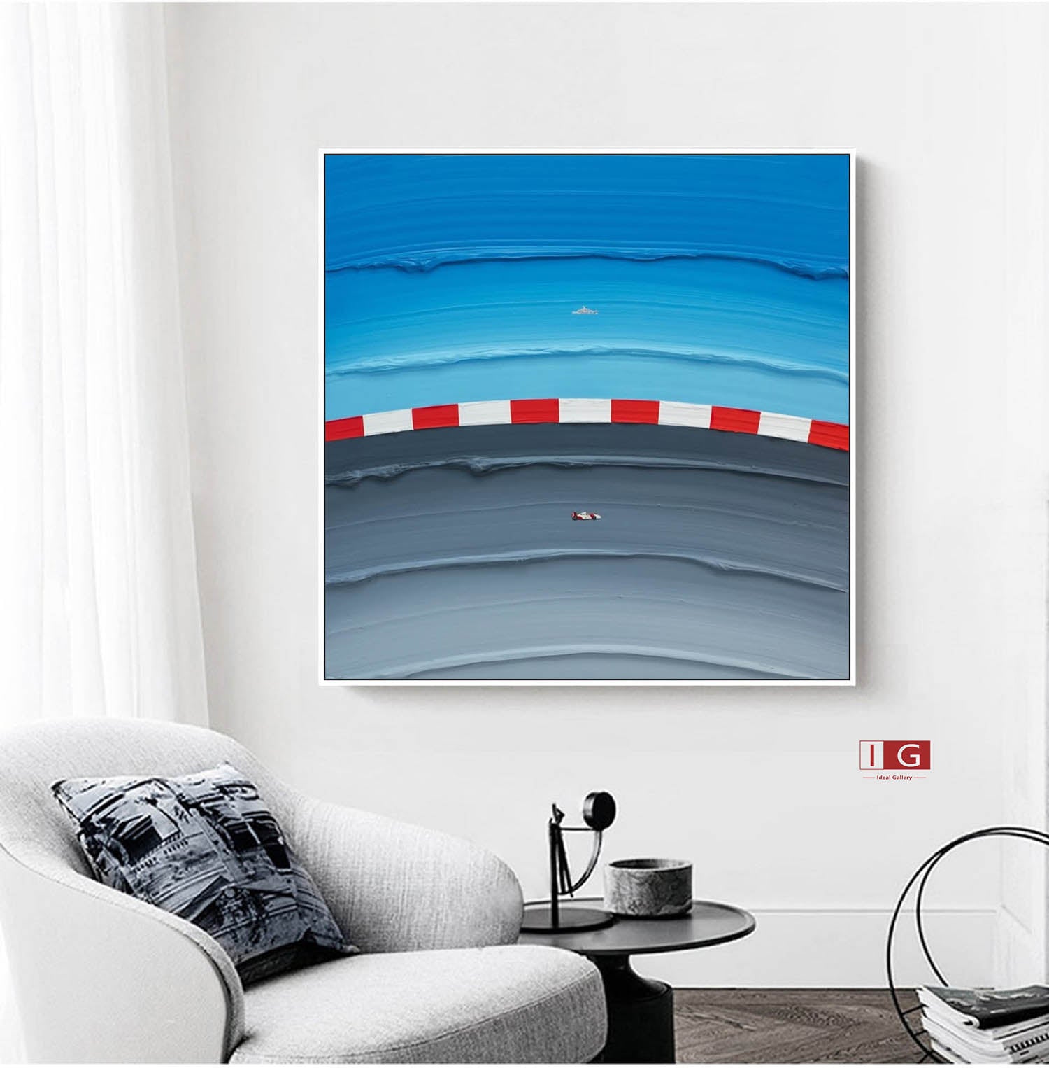 Large Blue textured Abstract Painting Blue Surf Painting Holiday leisure painting Blue Sailing art Blue surfing painting