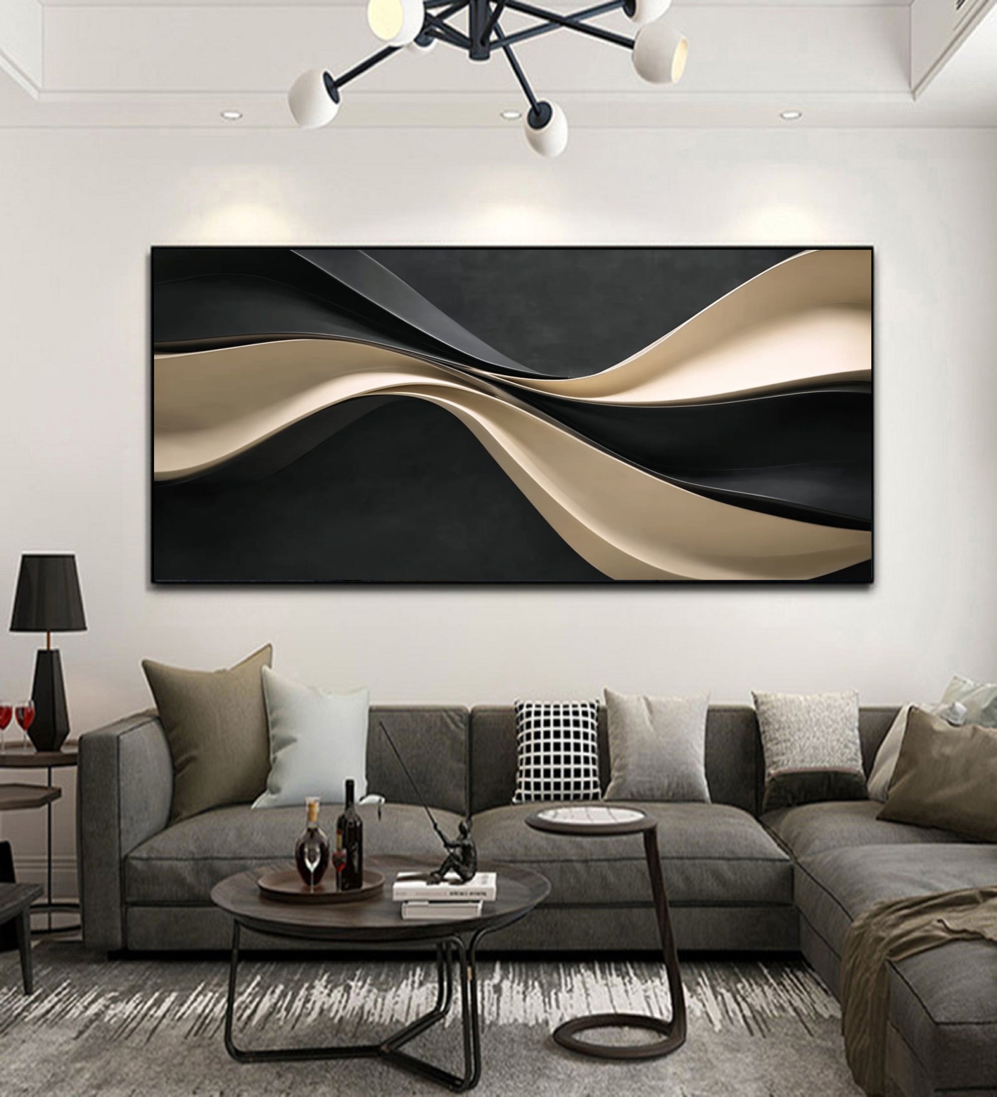 3D Wood Wall Art Neutral Abstract Textured Wall Decor for Sofa Above