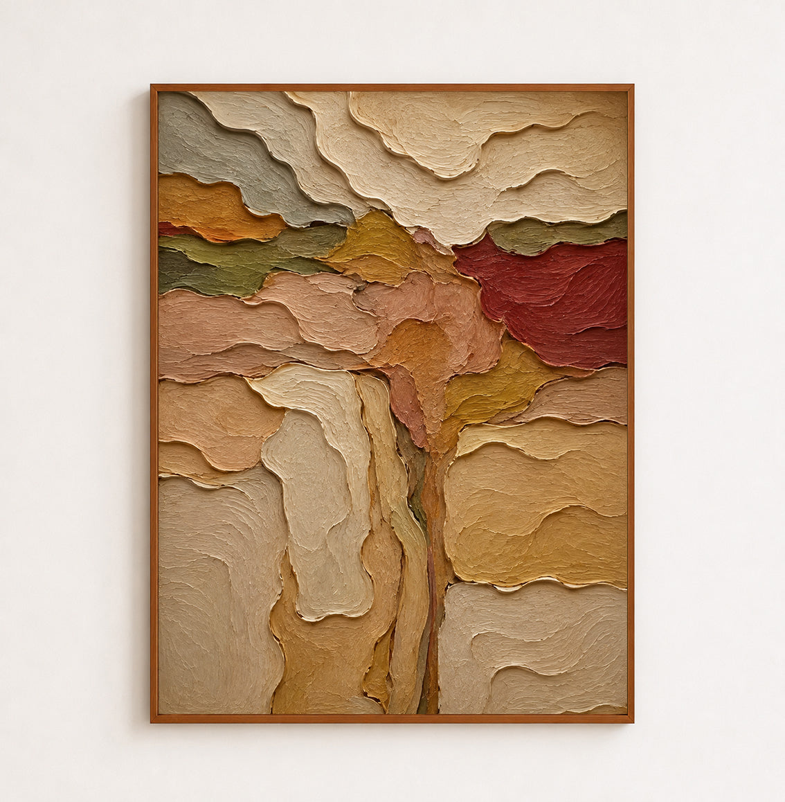 Abstract Desert Landscape Canvas Painting With Earthy Tones And Textured Surface
