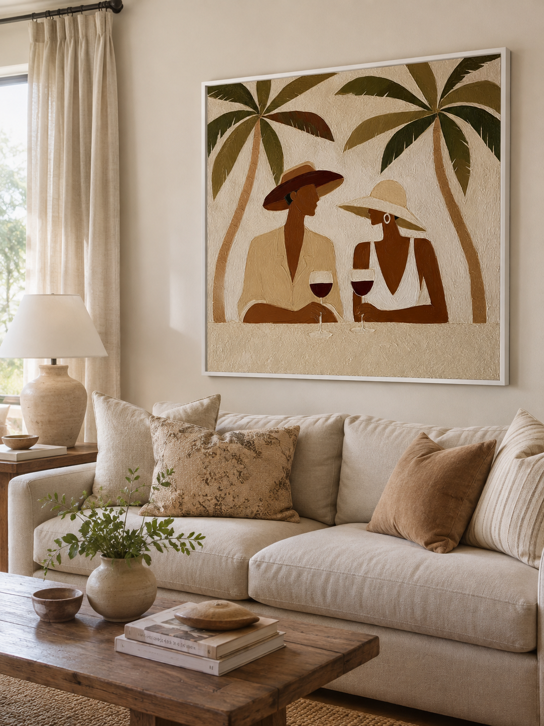 Bohemian Tropical Couple Art Tropical Couple Art For Beach Resort Style Home Wall Decor