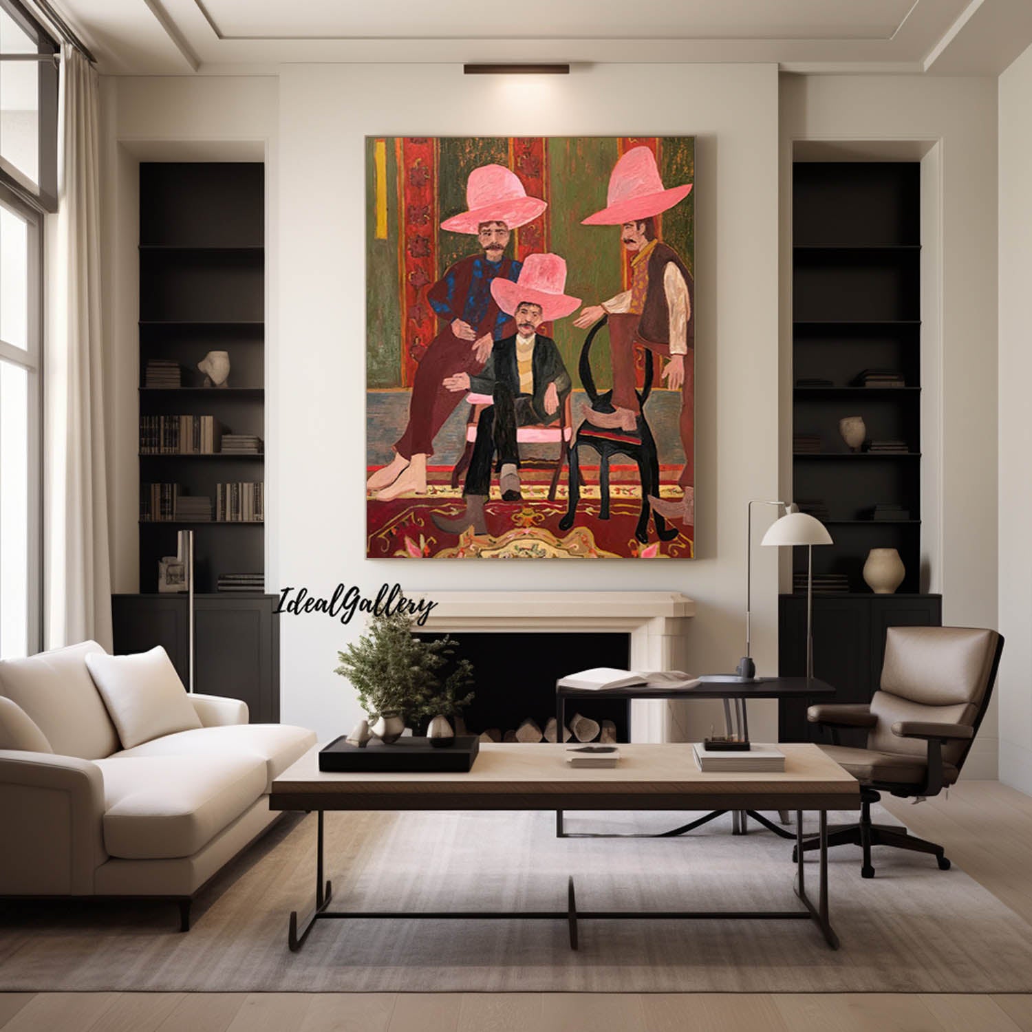 red hat figure abstract painting Figure abstract painting three Red hat figure painting figure face art