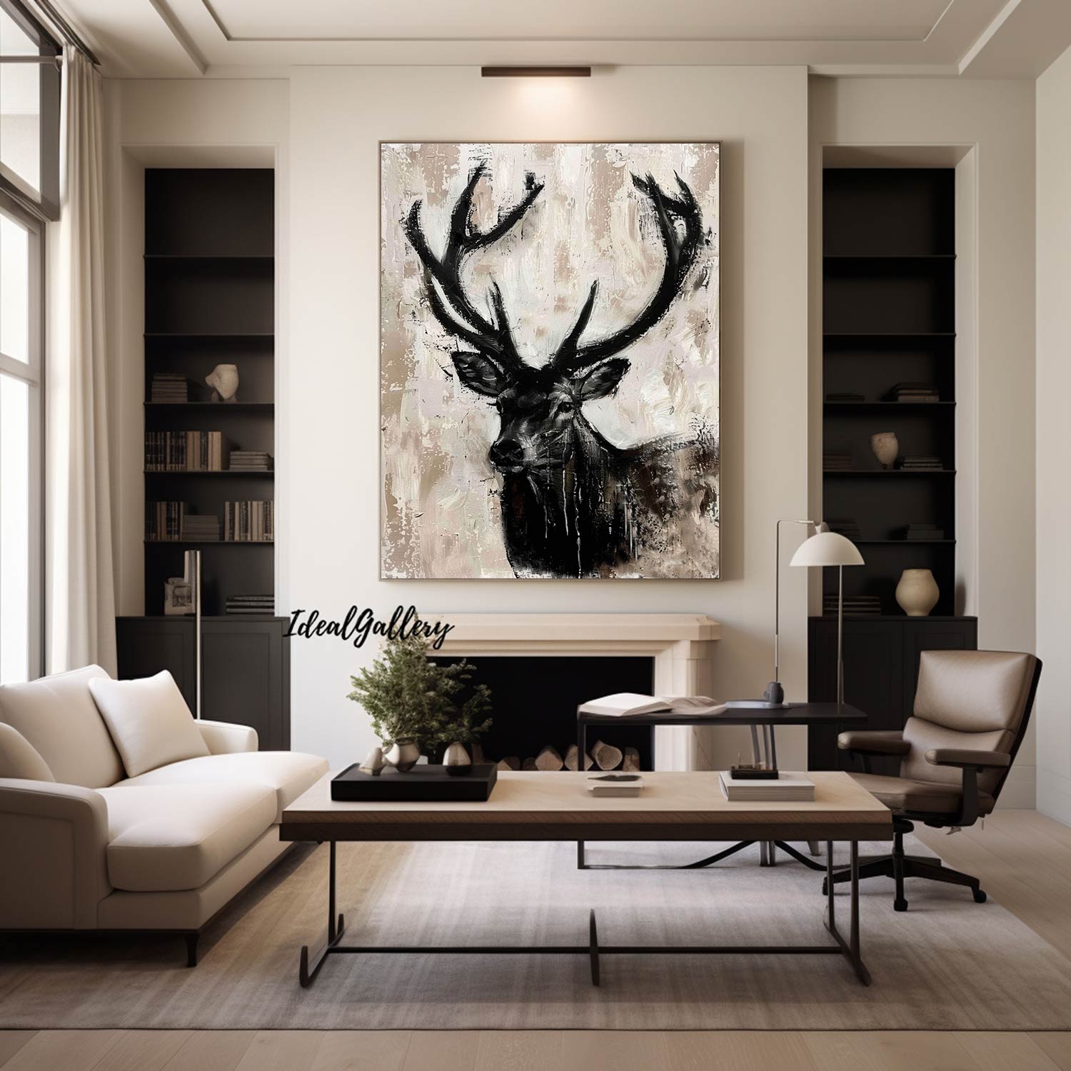 Deer Abstract Painting Deer Wall Art Animal Paintings Deer Canvas Wall Art