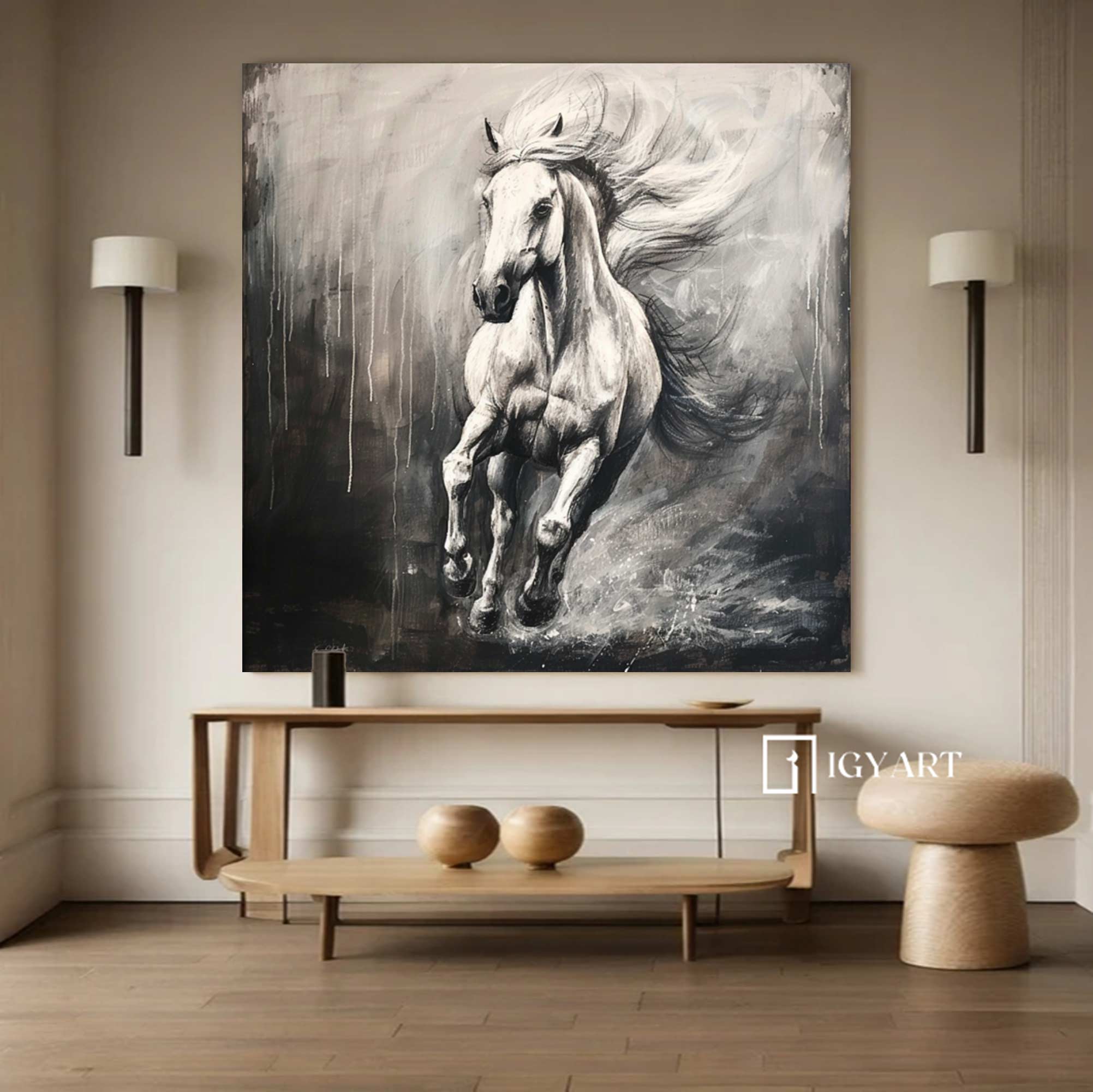 Running Horse Painting Horse Oil Painting Horse Abstract Painting Horse Painting Personalized Gifts Animal Painting