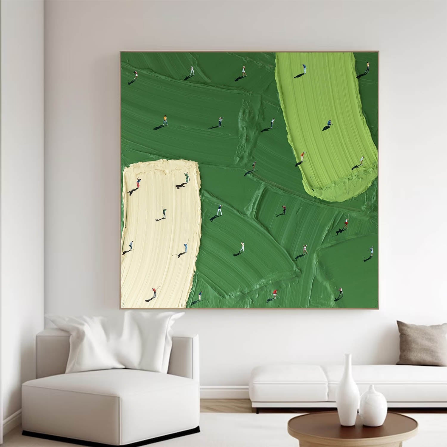 Golf Course Painting Green Textured Wall Art Large Green Abstract Painting Golf Lovers Gifts Handmade Painting