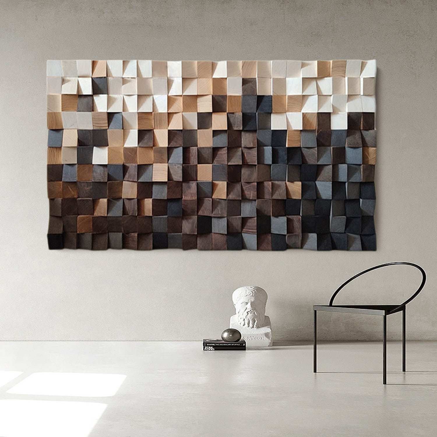 Wood carving wall art Art Black and white Sculptured art Painting sculpture Abstract 3D Textured Wall Art