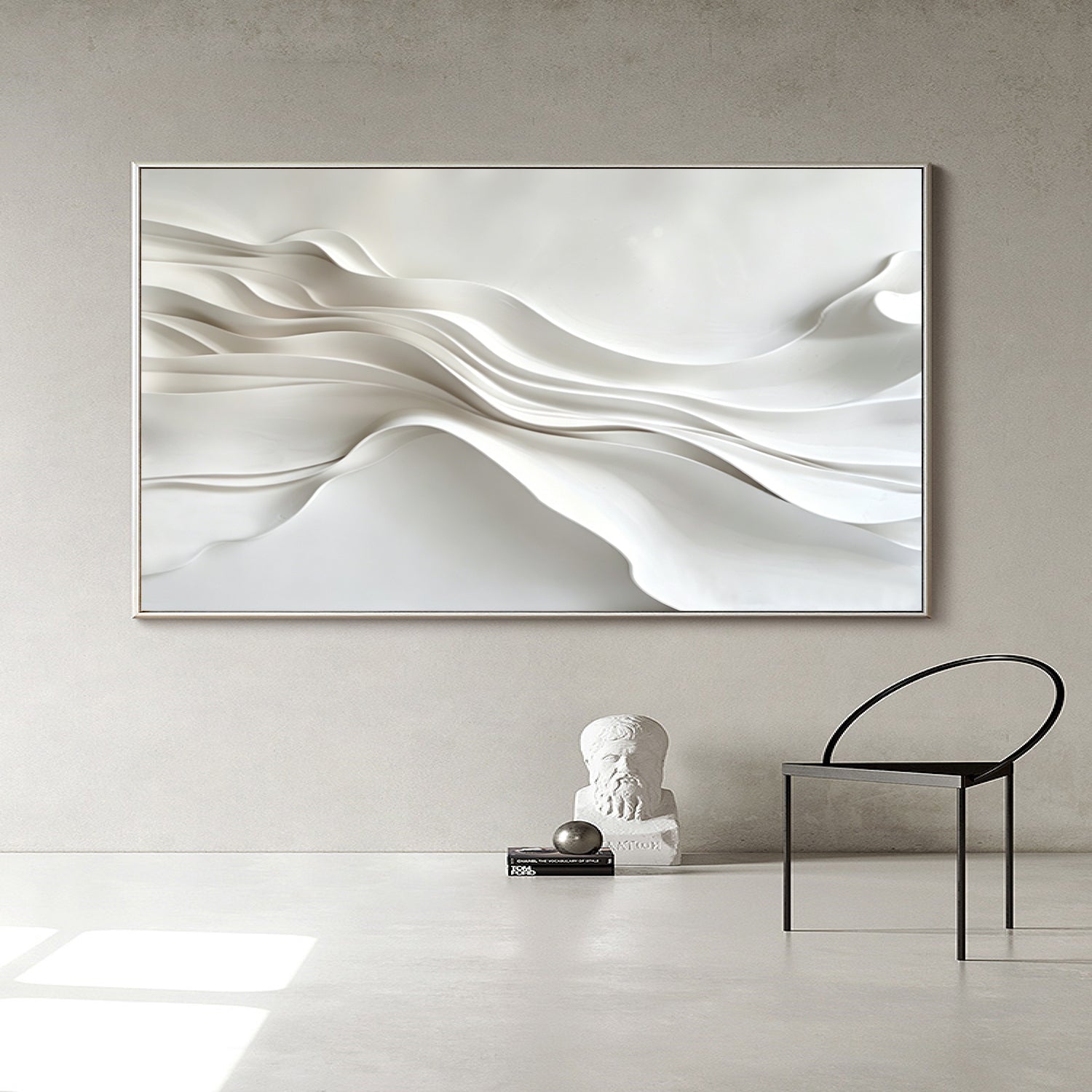 Large White 3D Abstract Wood Wall Painting Original hand-painted 3D textured wall art
