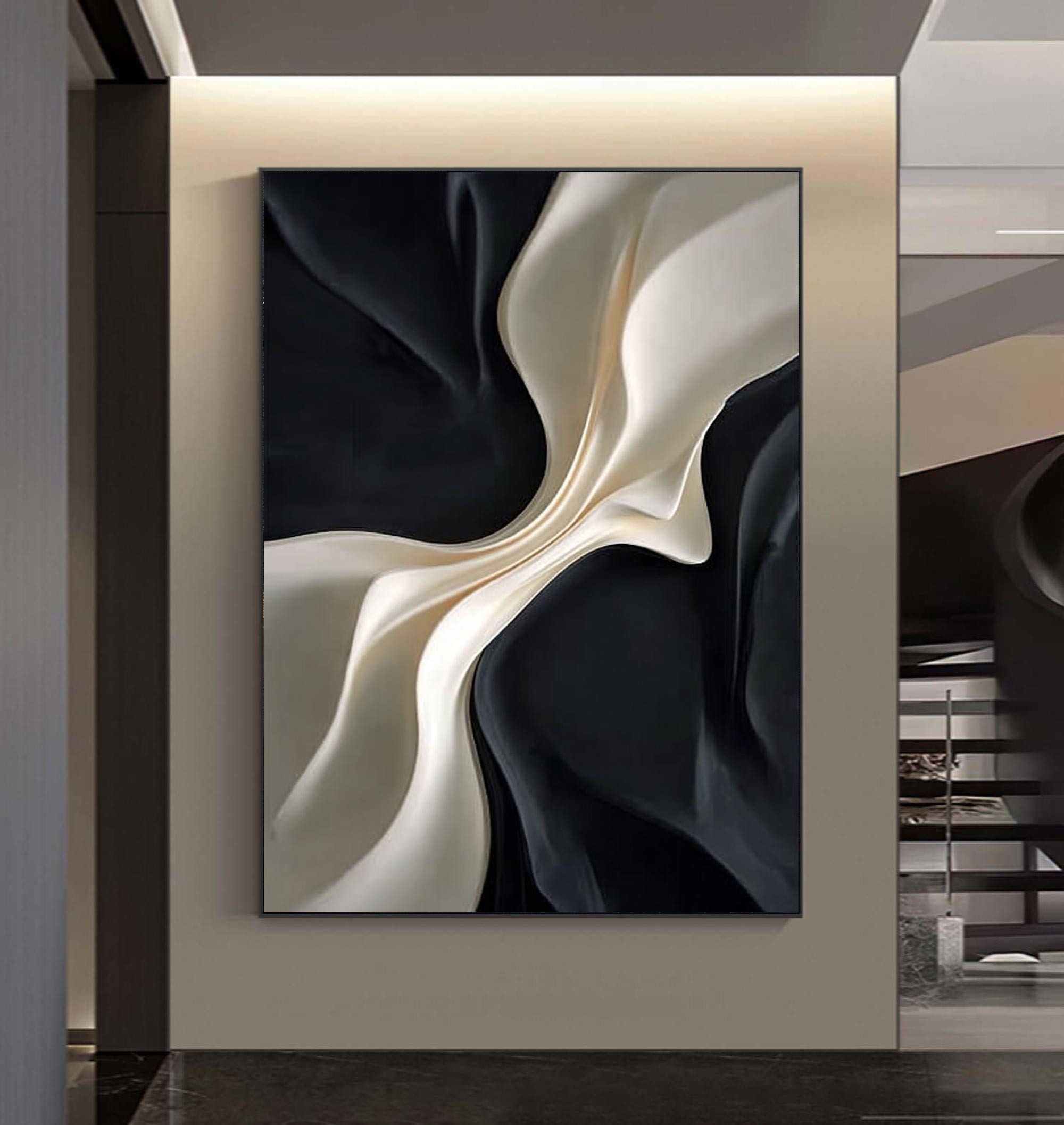 Black and white texture wall decor wood sculpture wall decor painting