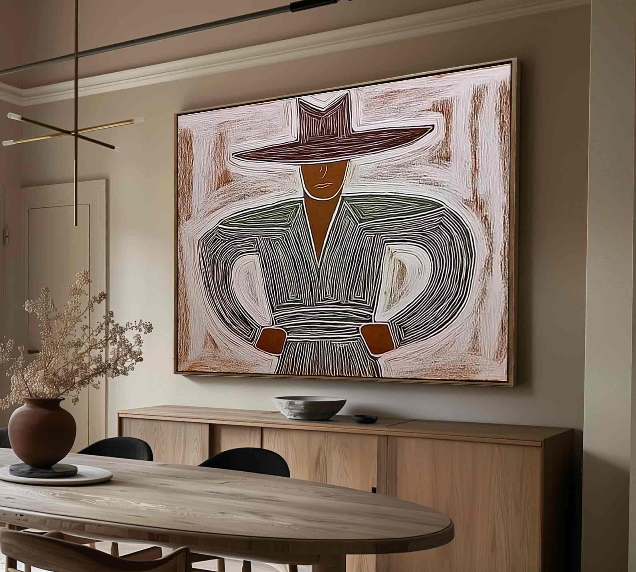 Abstract cowboy wall art Boho western abstract art modern cowboy art