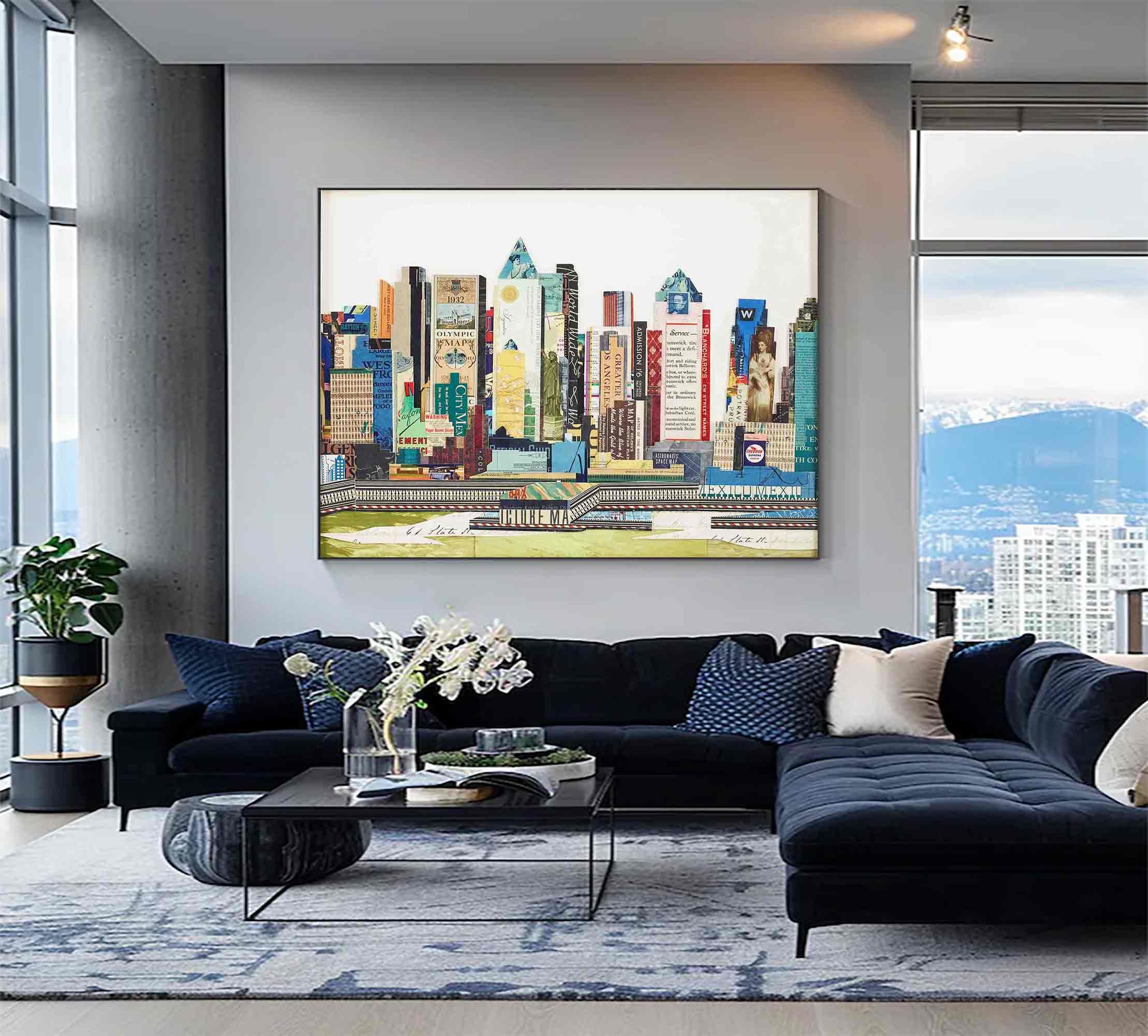 Abstract city painting Abstract city Collage art painting