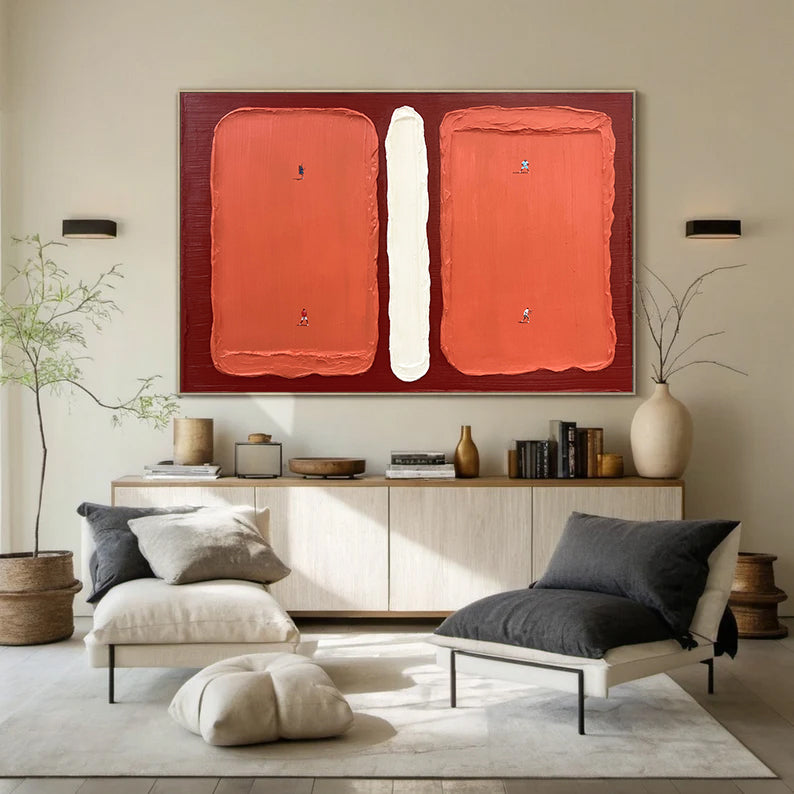 Tennis Art Red Tennis Court Art Red Tennis Ball 3D Texture Impasto Art