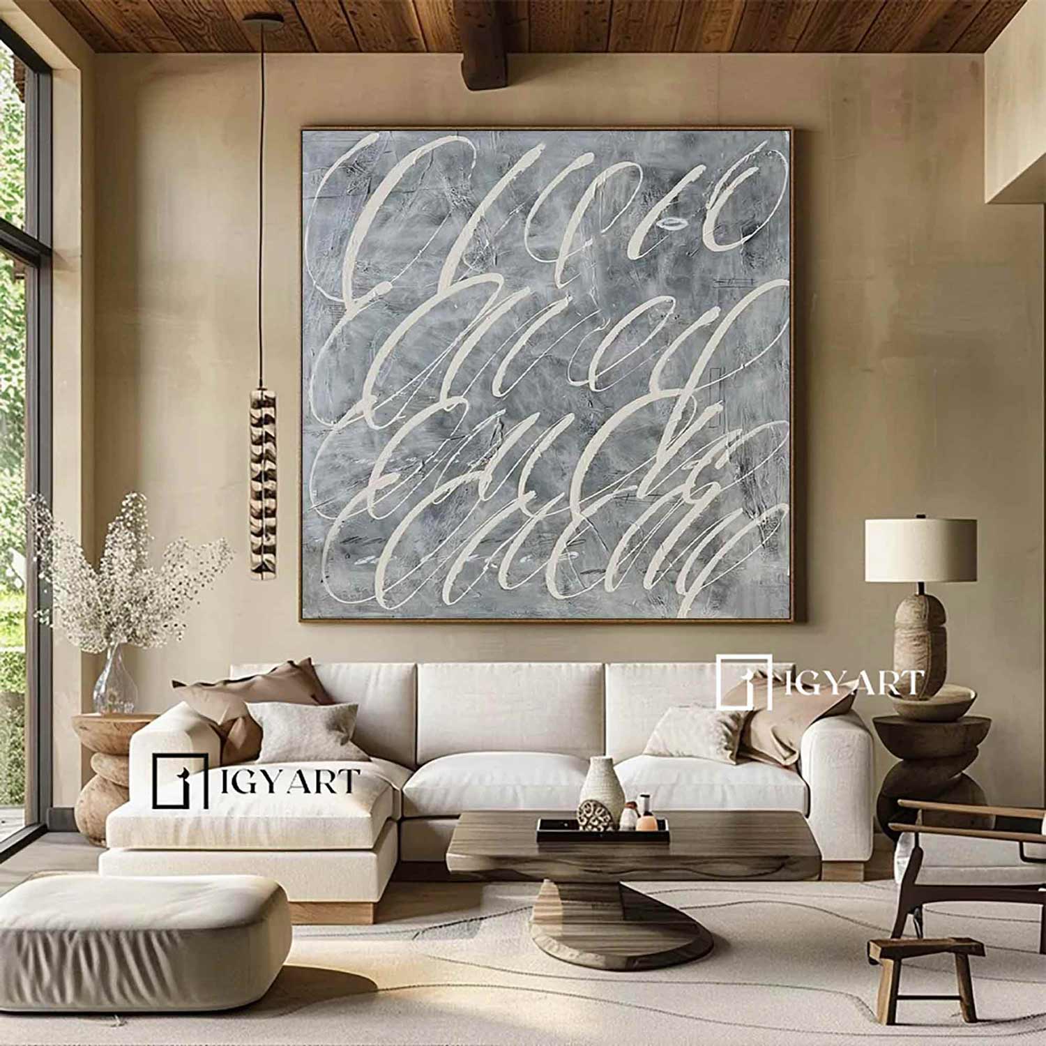 Large Blue White abstract painting Blue White Canvas Art Blue Abstract Art Contemporary Art