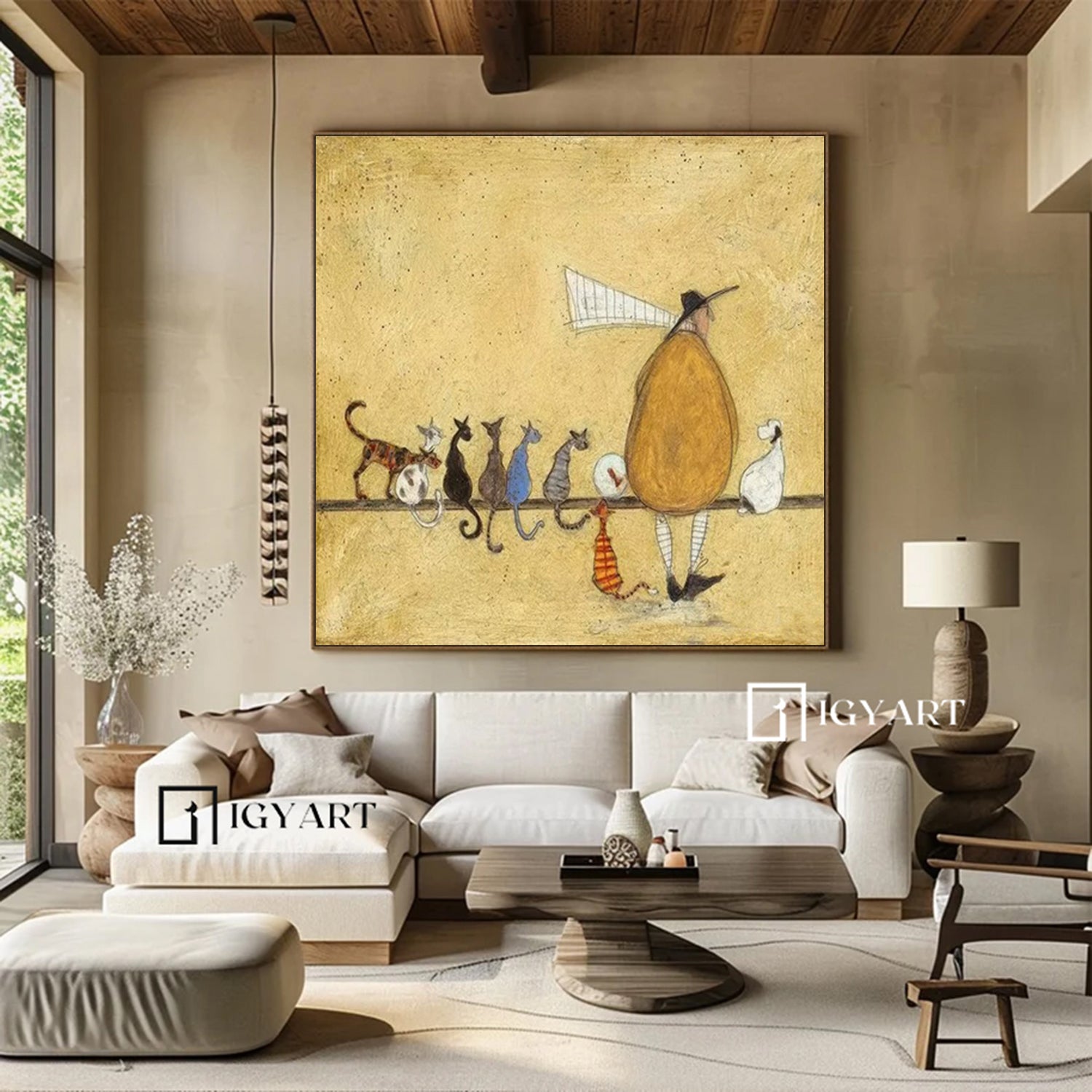 Hand Painted Whimsical Cat Lover Wall Art, Vintage Rustic Multiple Cats Painting