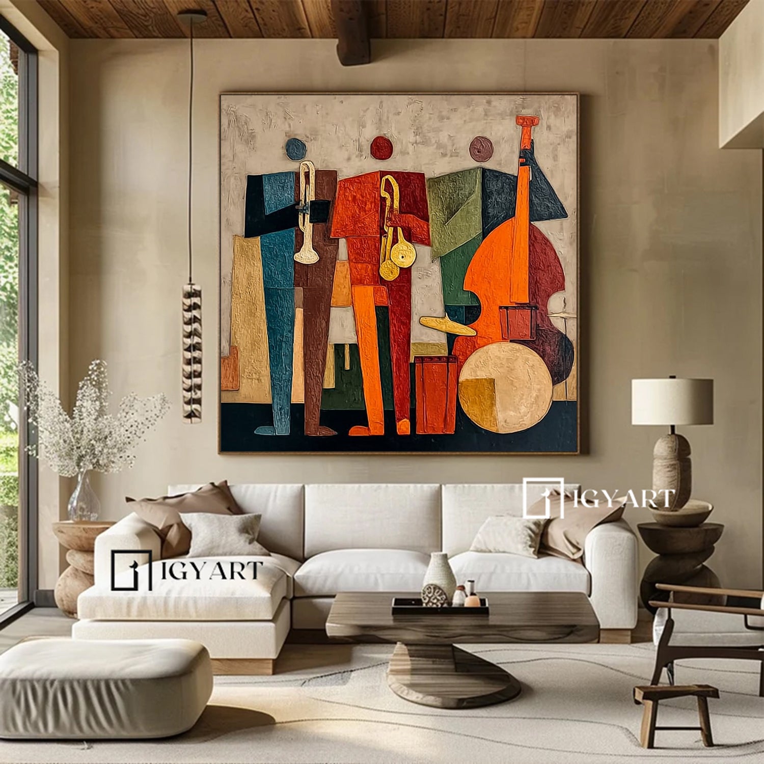 Modern Abstract Jazz Band Wall Painting - Textured Musicians Canvas Wall Art