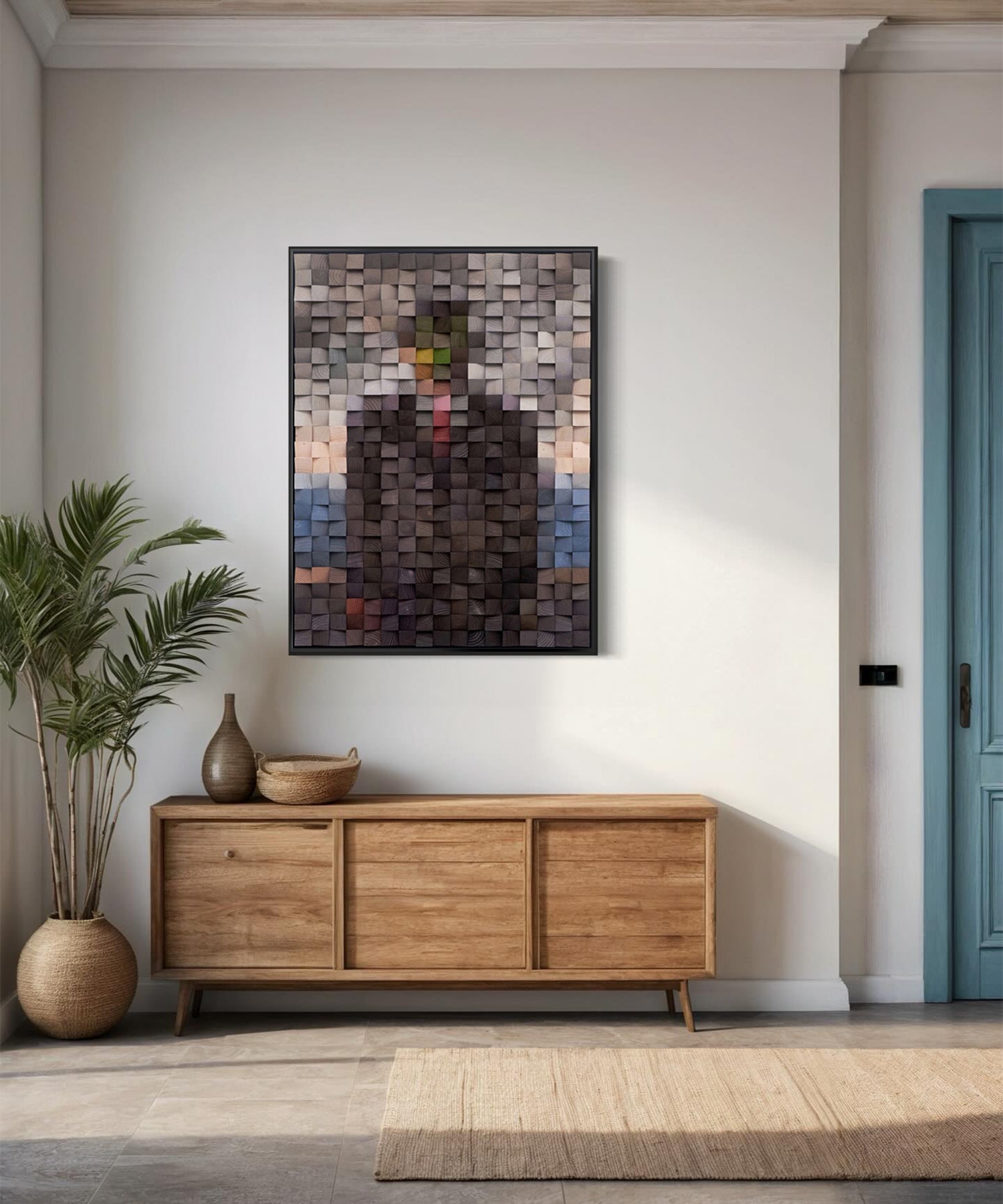 Geometric Wood Art Sculptured art Painting sculpture Textured Wall Decor Wood Block Art Geometric Wood Wall Art