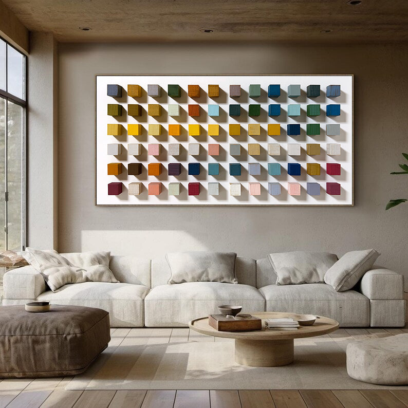 Wood 3D Textured Wall Art colorful Contemporary Wood Wall Decor