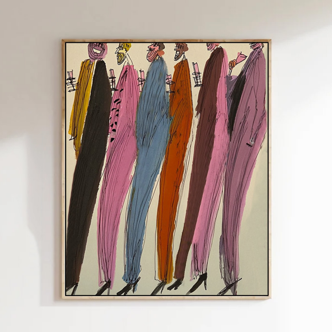 Colorful Abstract figures Painting - Expressionist Figurative Wall Art for Modern Creative Office