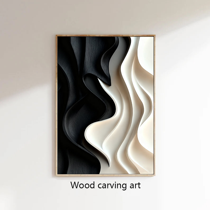 Black and White 3D Textured Wall art Black Sculptured art Painting