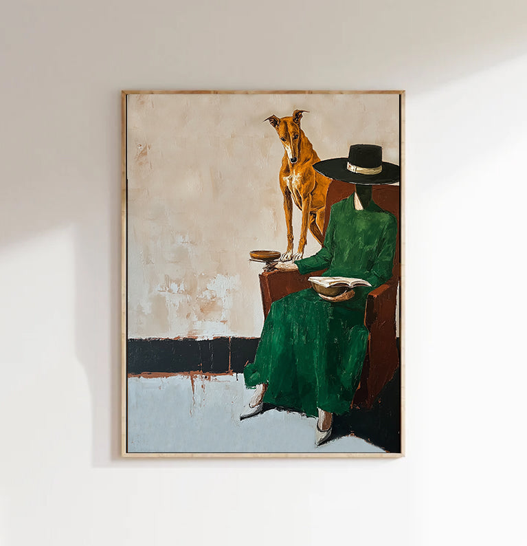Hand-painted Abstract Figurative Wall painting Modern Greyhound Art