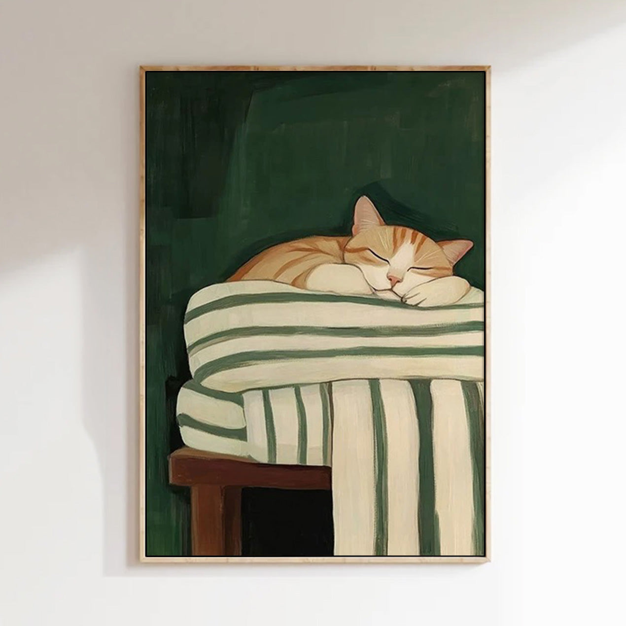 Modern Wabi-Sabi Style Pet Portrait Painting Cute Orange Tabby Wall Art