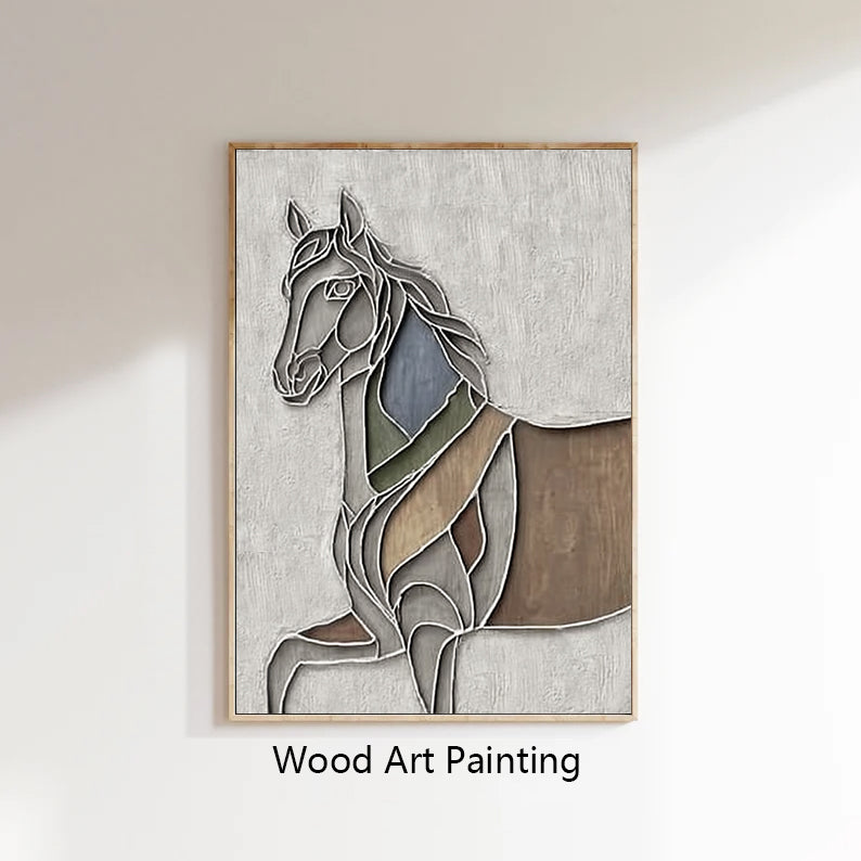 Horse Abstract wood Sculpture art Horse Textured Sculpture wall decor