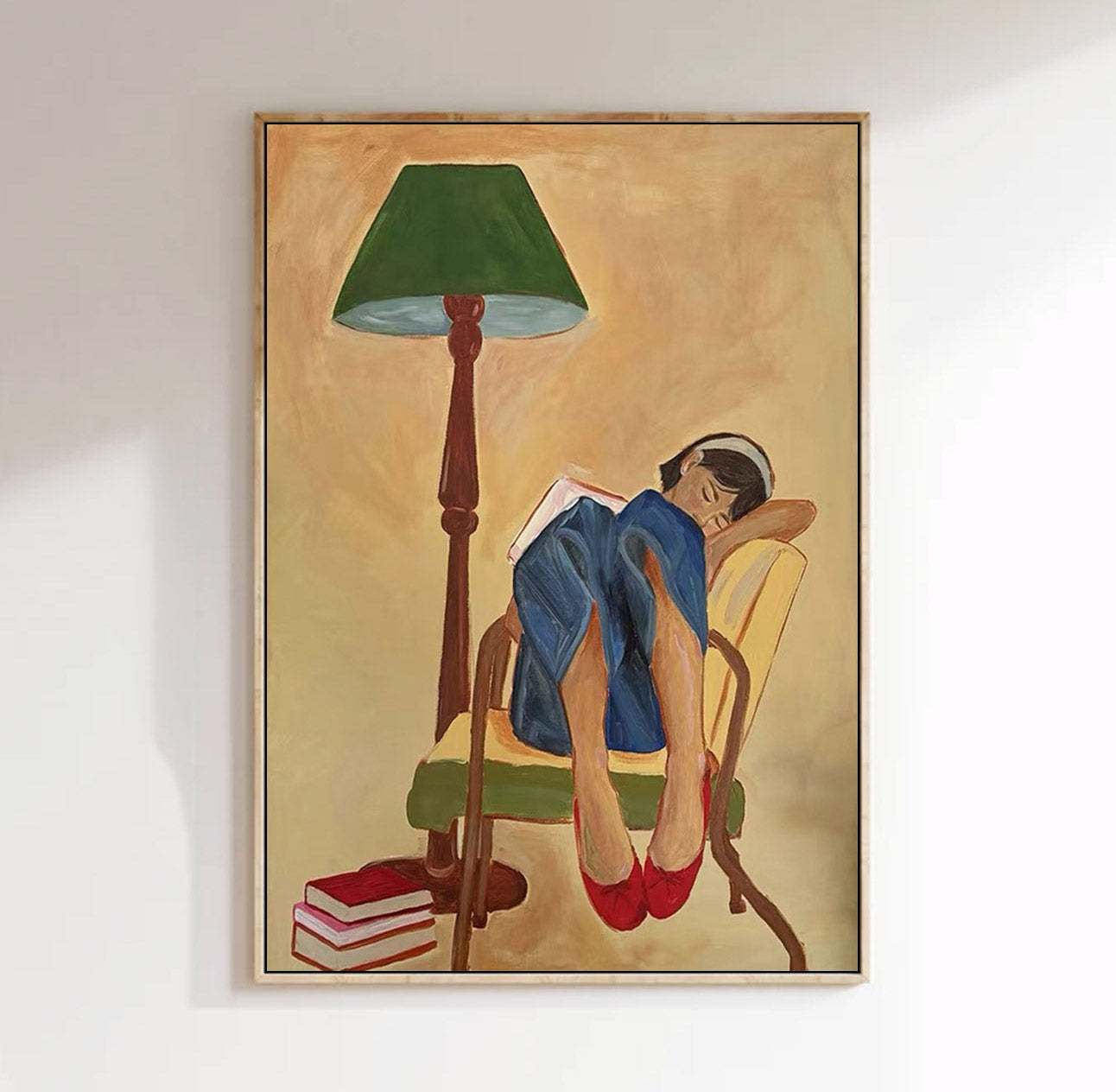 Matisse Style Girl Reading Oil Painting, Expressionist Mid-century Wall Art