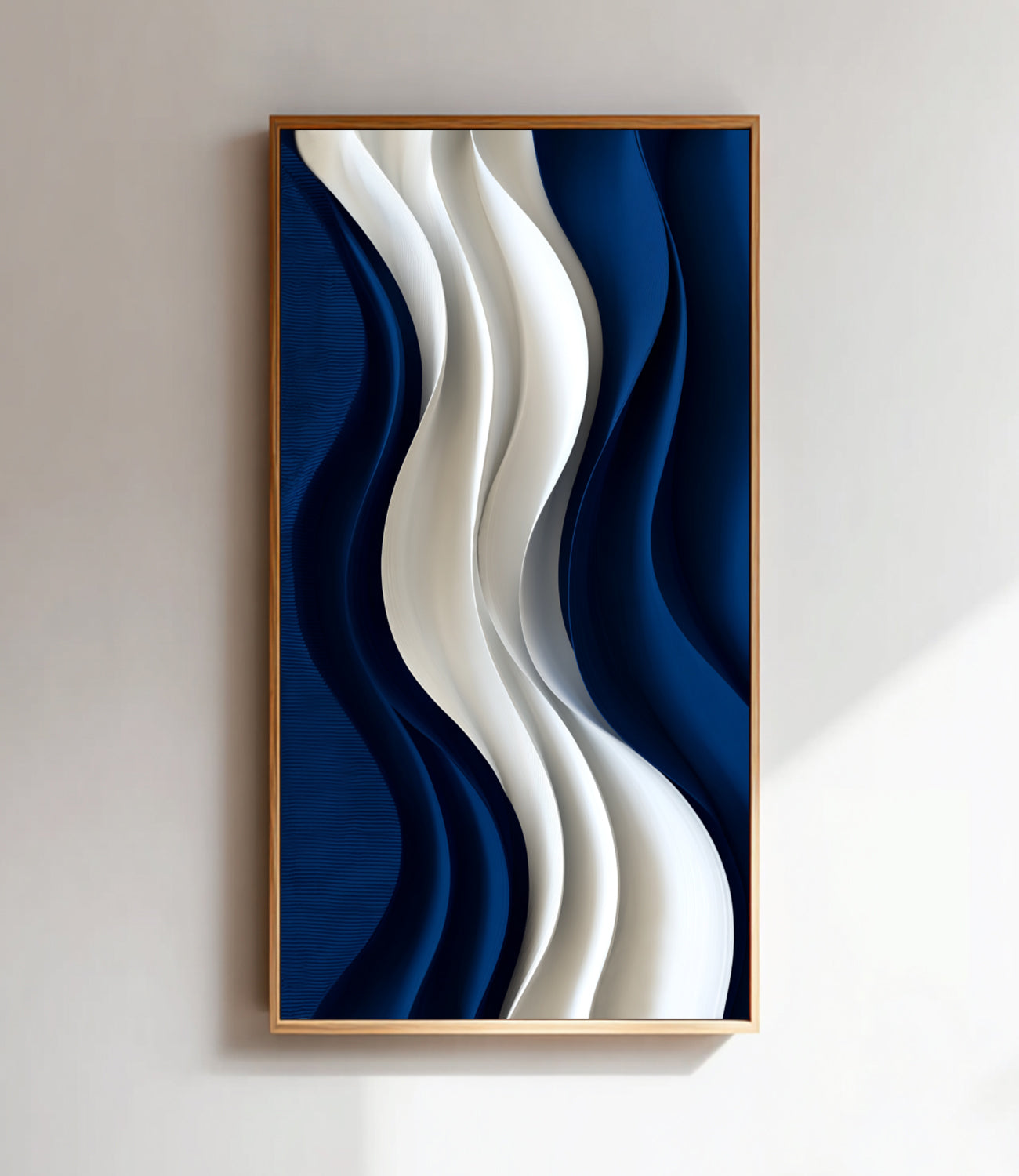 Blue 3D Textured Wall art Hand-Painted Wood Carving Wall Art Blue