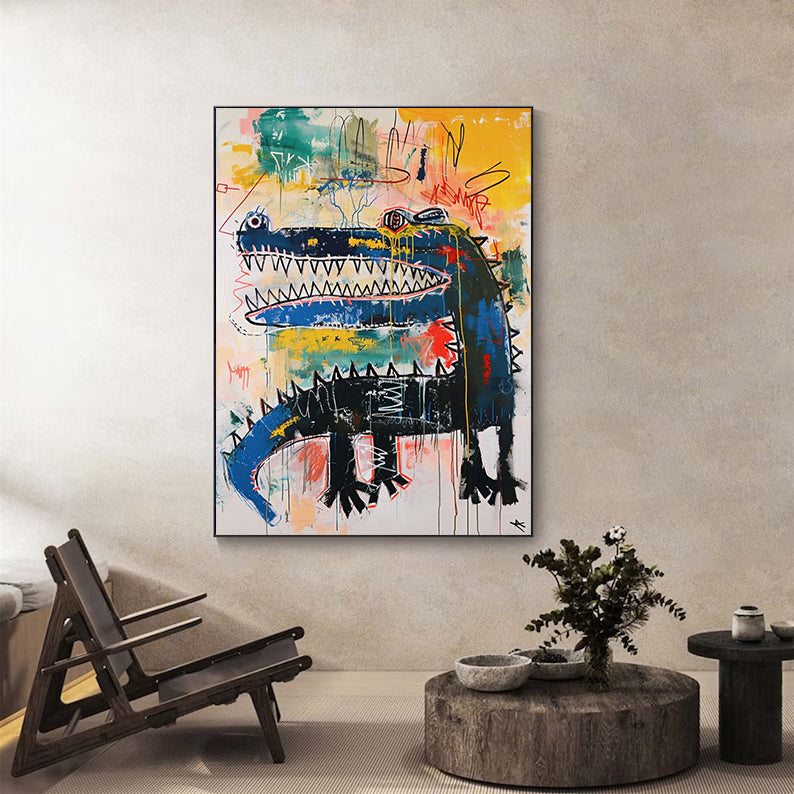 Pop art, crocodile graffiti art, Basquiat art,street graffiti art