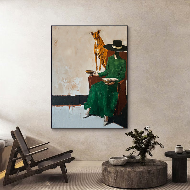 Hand-painted Abstract Figurative Wall painting Modern Greyhound Art
