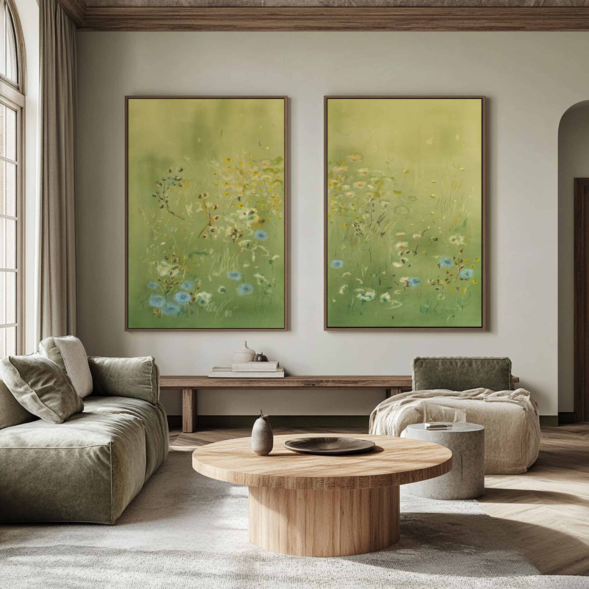 Green Flower Art Green landscape abstract painting Abstract Flower Painting